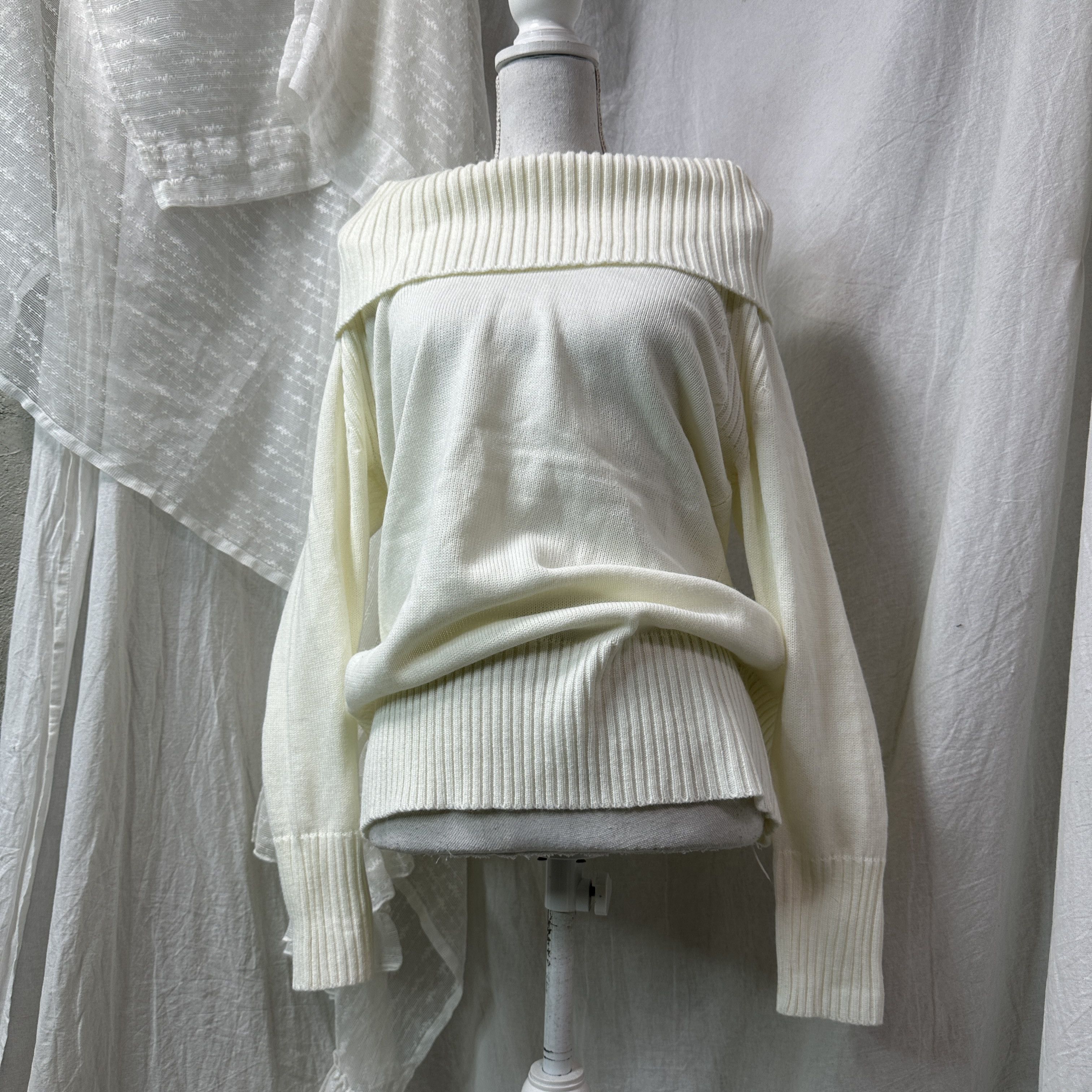Vintage Vintage Cottage Big Collar Bare Shoulders Sweater Y2K Size L / US 10 / IT 46 - 4 Thumbnail