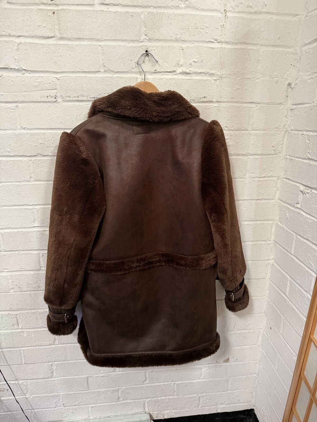 Unknown London Brown Faux Fur Lined Coat Size ONE SIZE - 4 Thumbnail