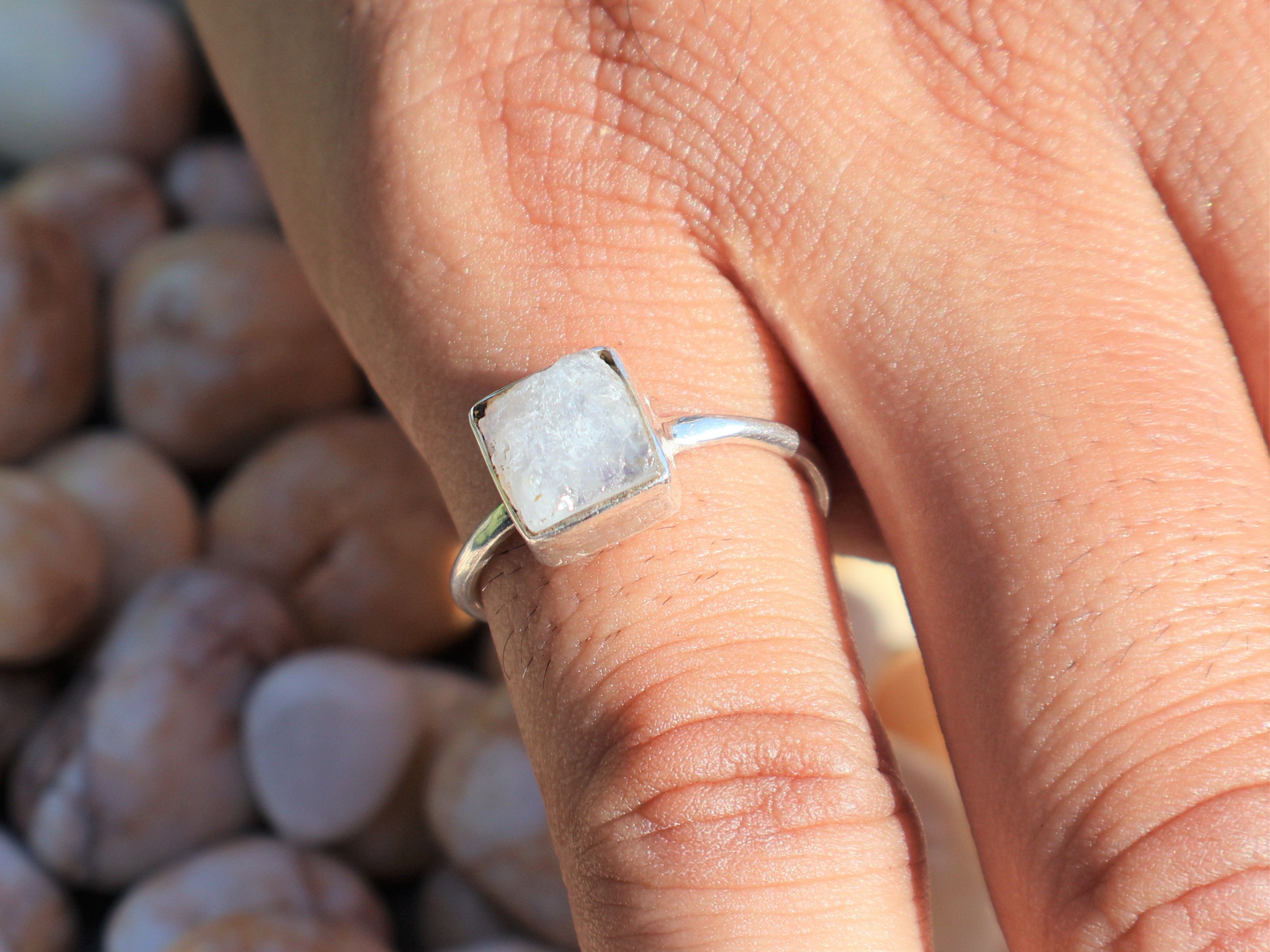Handmade Moonstone Ring, 925 Sterling Silver Jewelry, Handmade Ring Size ONE SIZE - 9 Thumbnail