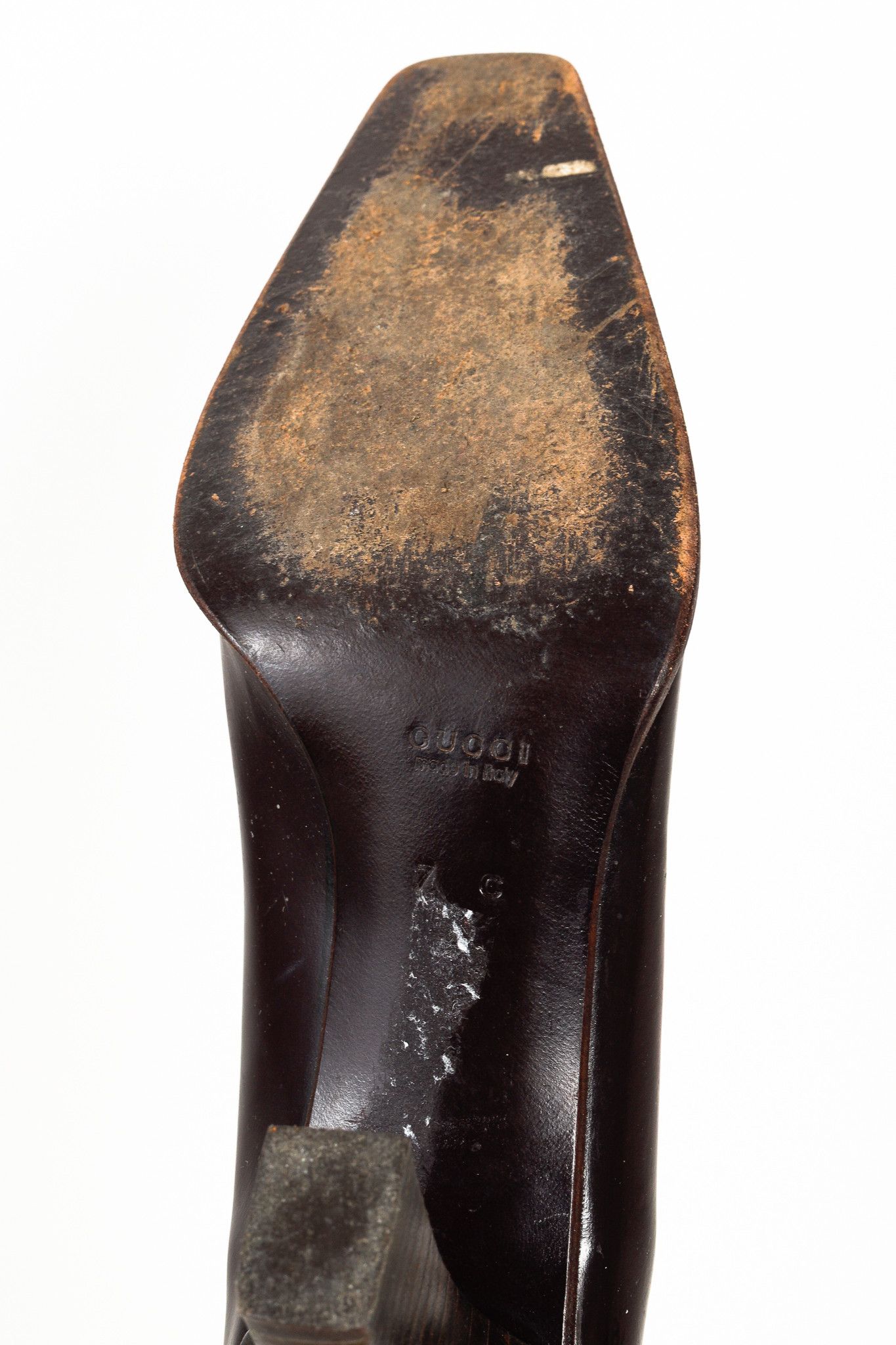 Gucci Gucci by Tom Ford 1990s Big G Chisel Toe Leather Pumps Size US 7 / IT 37 - 6 Thumbnail