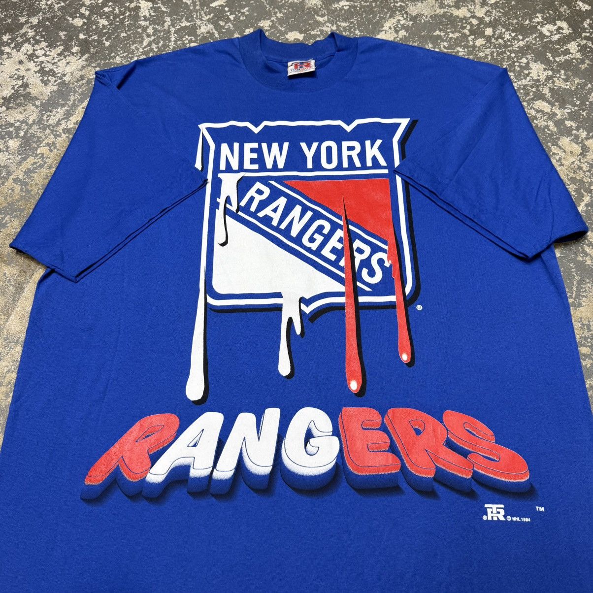 NHL Vintage New York Rangers Water Drip Logo NHL Tshirt 1994 Size US XL / EU 56 / 4 - 3 Thumbnail