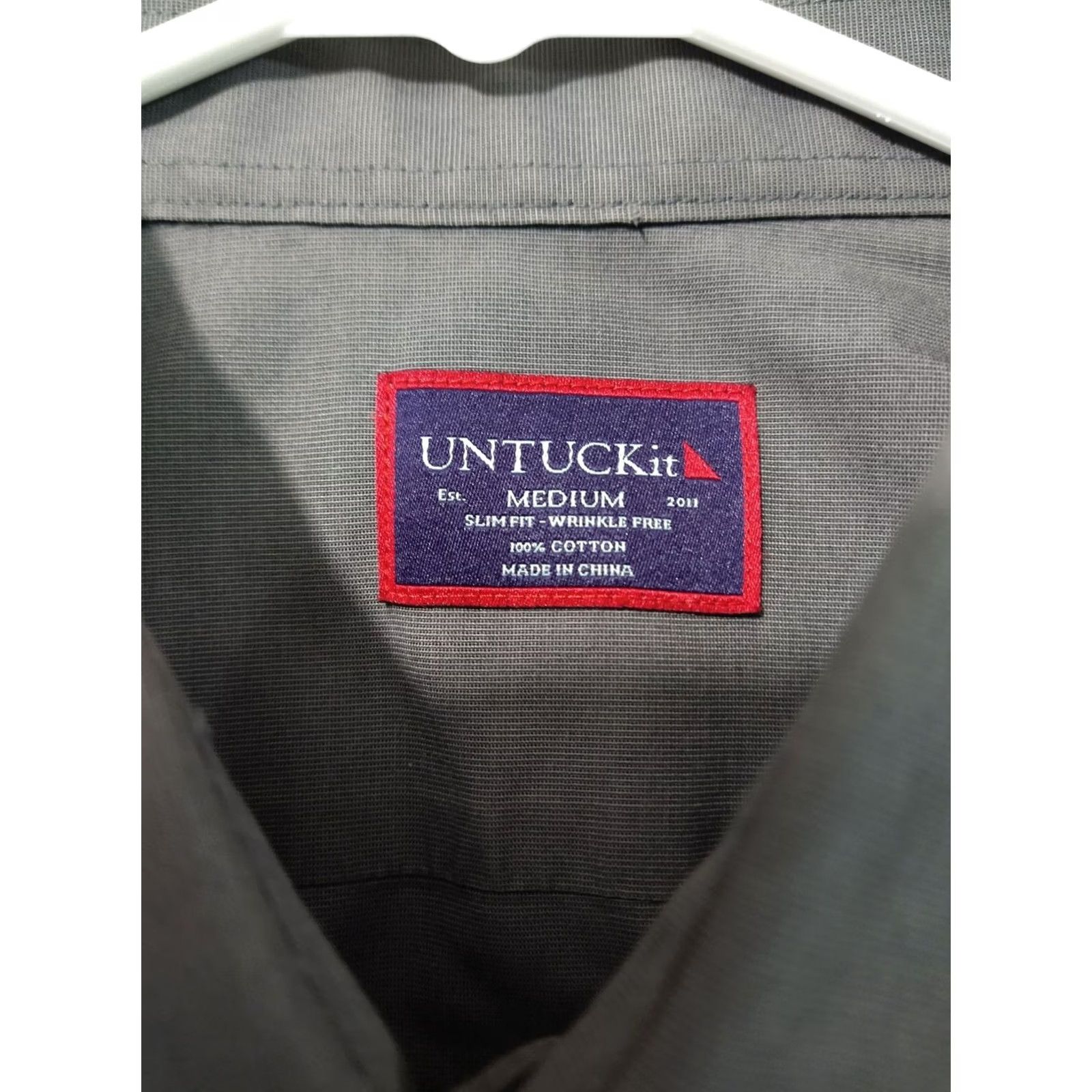 UNTUCKit UNTUCKit Shirt Men Medium Gray Slim Fit Long Sleeve Wrinkle Free Sangiovese Size US M / EU 48-50 / 2 - 7 Thumbnail