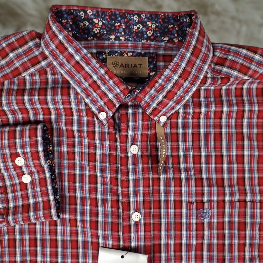 Ariat Ariat Men's Shirt 2XL Red Plaid Button-Up Long Sleeve Casual Shirt Size US XXL / EU 58 / 5 - 1 Thumbnail