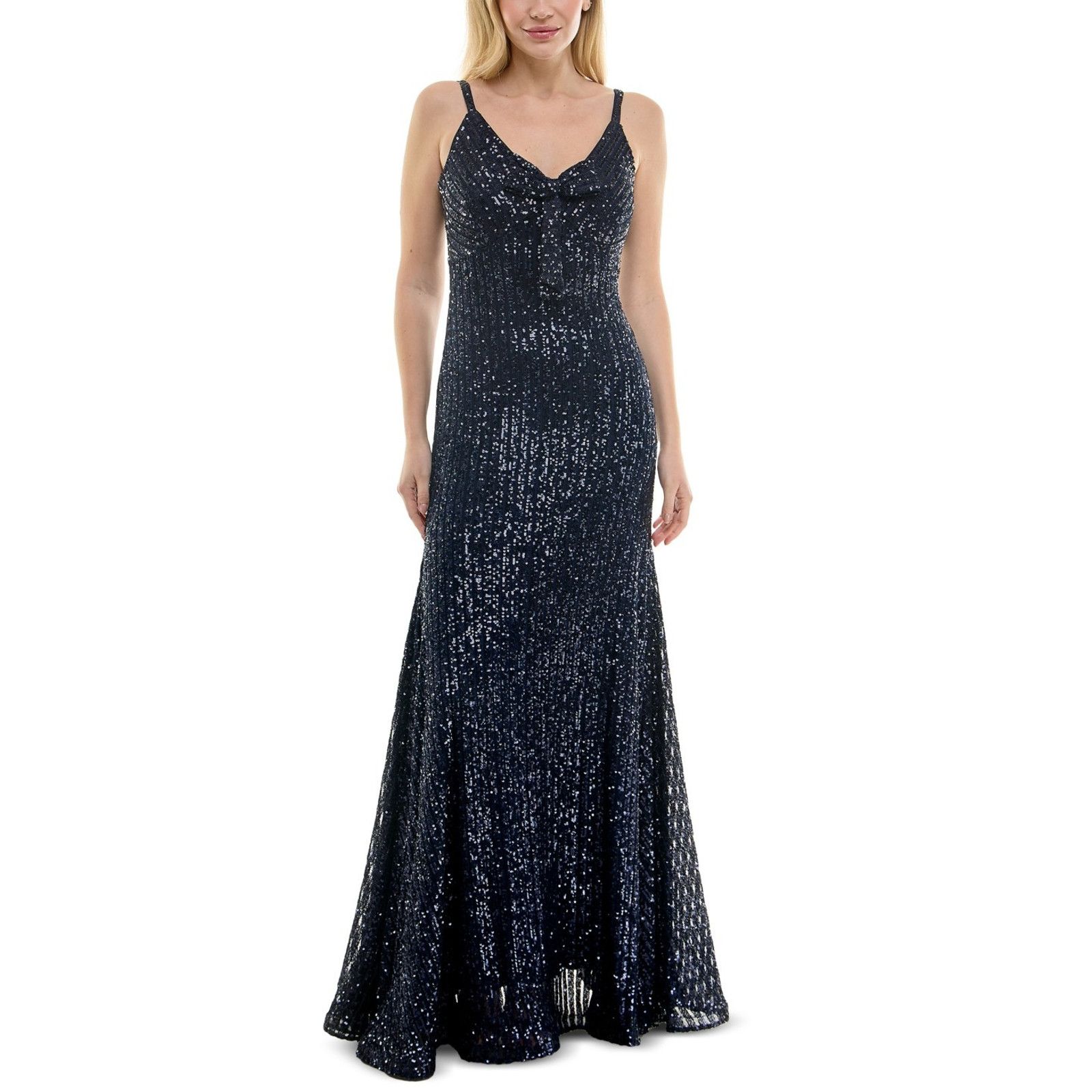 Other Taylor Women's Sequined Bow-Trim V-Neck Sleeveless Gown Size M / US 6-8 / IT 42-44 - 1 Thumbnail