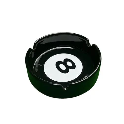 Other Black Round Ashtray with 8 Ball Design, Classic Style Size ONE SIZE - 6 Thumbnail