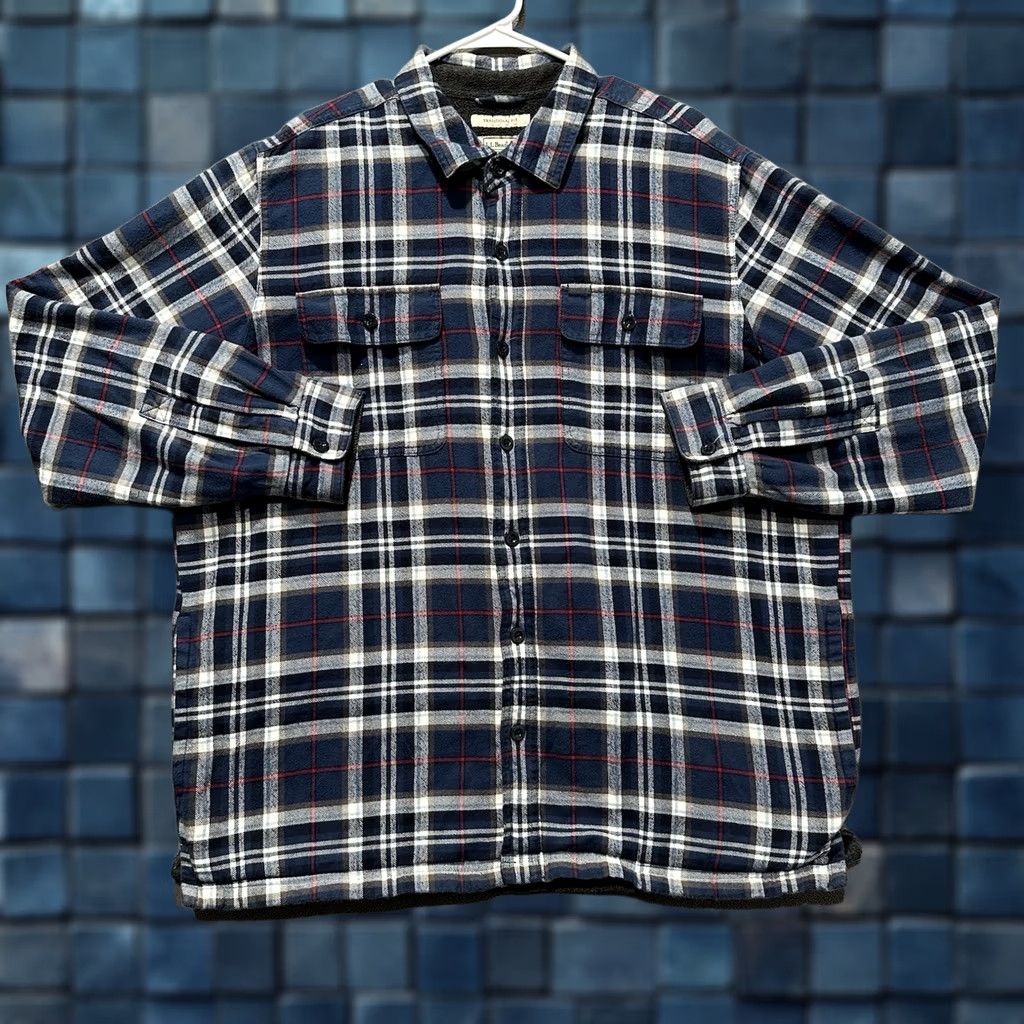 Vintage LL Bean Shirt Mens XL Blue Plaid Traditional Fit Fleece Lined Shacket Pockets Size US XL / EU 56 / 4 - 1 Thumbnail