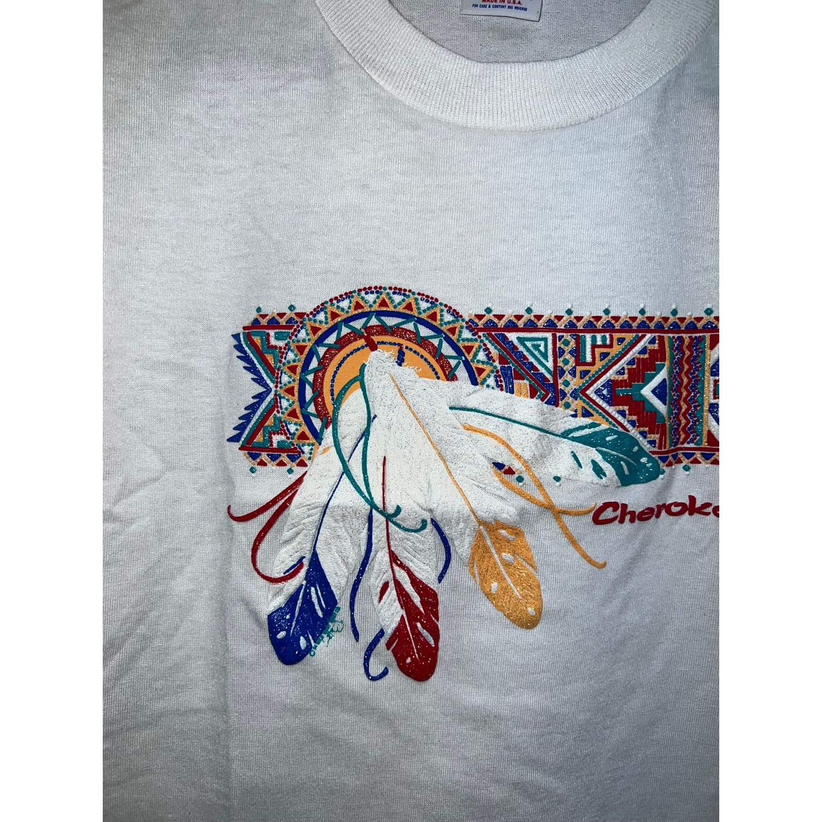 Jerzees 90s Youth Cherokee Native American Feather Shirt Tee Kid's M Size M / US 6-8 / IT 42-44 - 2 Thumbnail