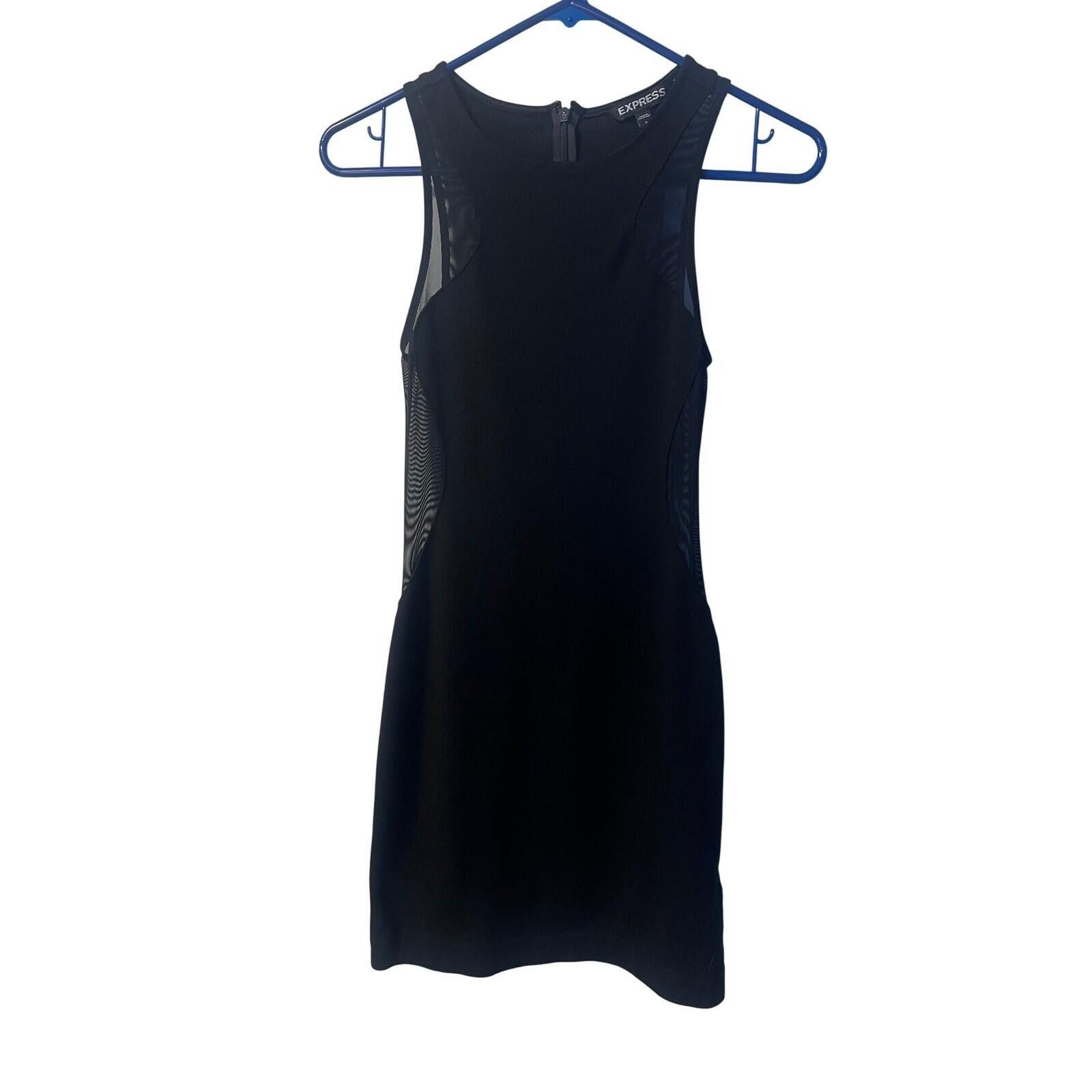 Express Express Womens Black Mesh Panel Bodycon Mini Dress Size 0 Size XS / US 0-2 / IT 36-38 - 1 Thumbnail