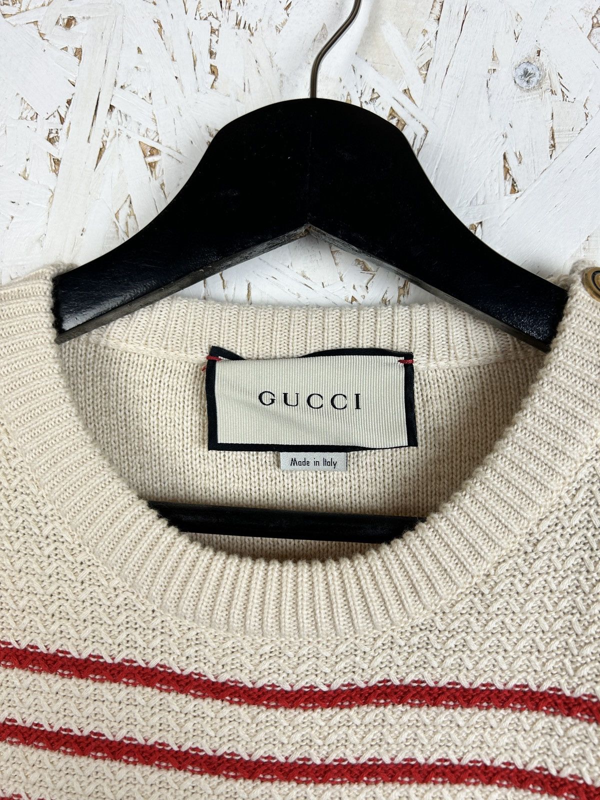 Gucci Gucci Embroidered Anchor Cotton Cashmere Striped Sweater Size M / US 6-8 / IT 42-44 - 2 Thumbnail