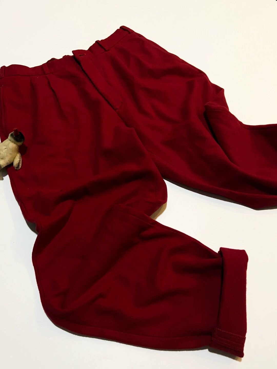 Yohji Yamamoto YOHJI YAMAMOTO 1980s Maru Mon Red Wool Trousers Size US 34 / EU 50 - 6 Thumbnail