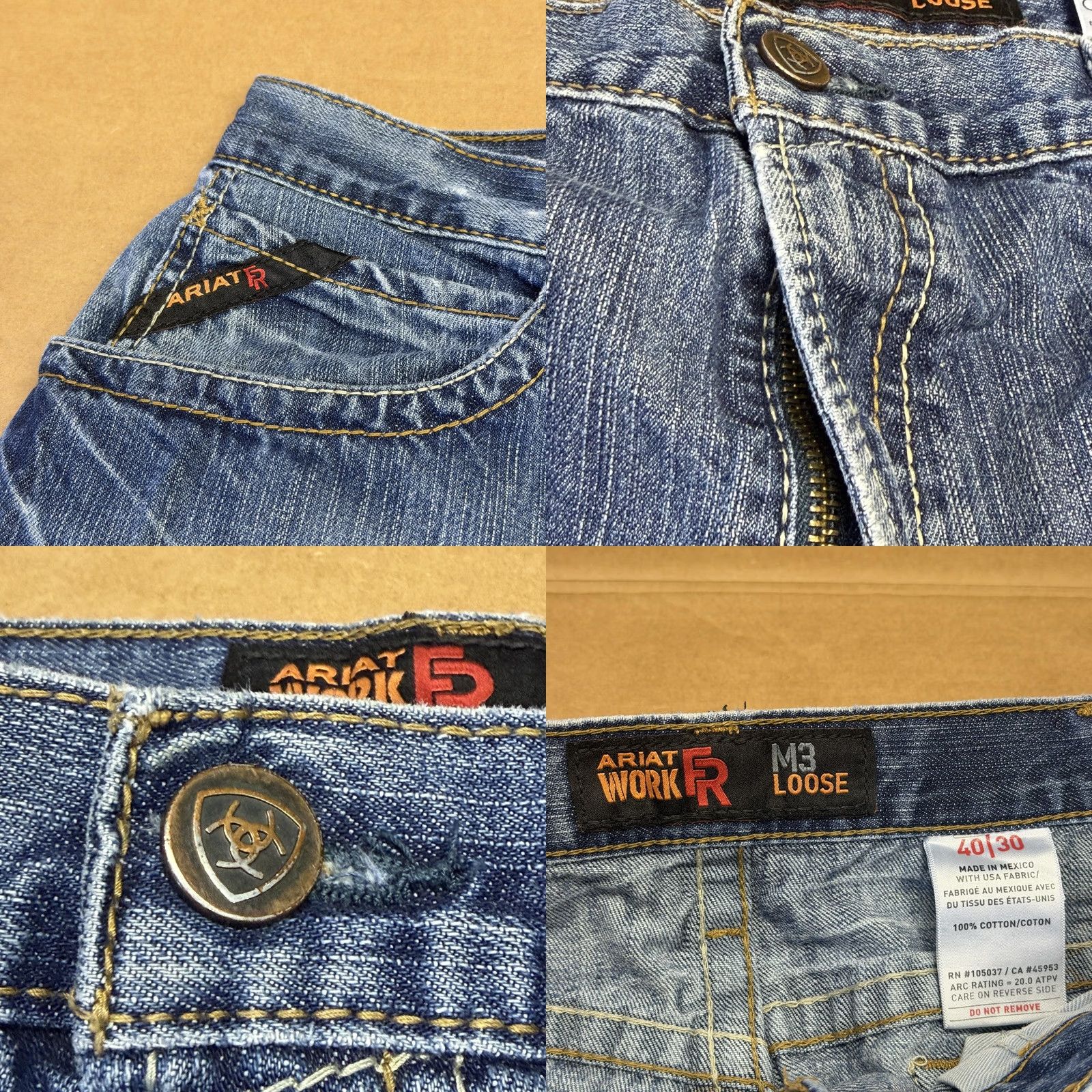 Ariat Ariat Work FR M3 Loose Jeans Mens 40x29 Blue Medium Wash Relaxed Denim Straight Work FR M3 Loose Mens Jeans Size US 40 / EU 56 - 8 Thumbnail