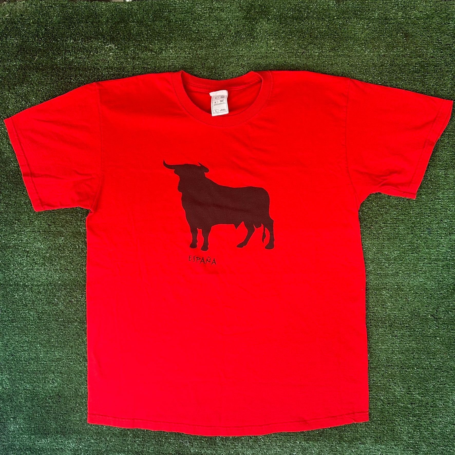 Fruit Of The Loom Vintage 90s Espana Spain Bull T-Shirt Tourist Souvenir Red L Size US L / EU 52-54 / 3 - 1 Thumbnail