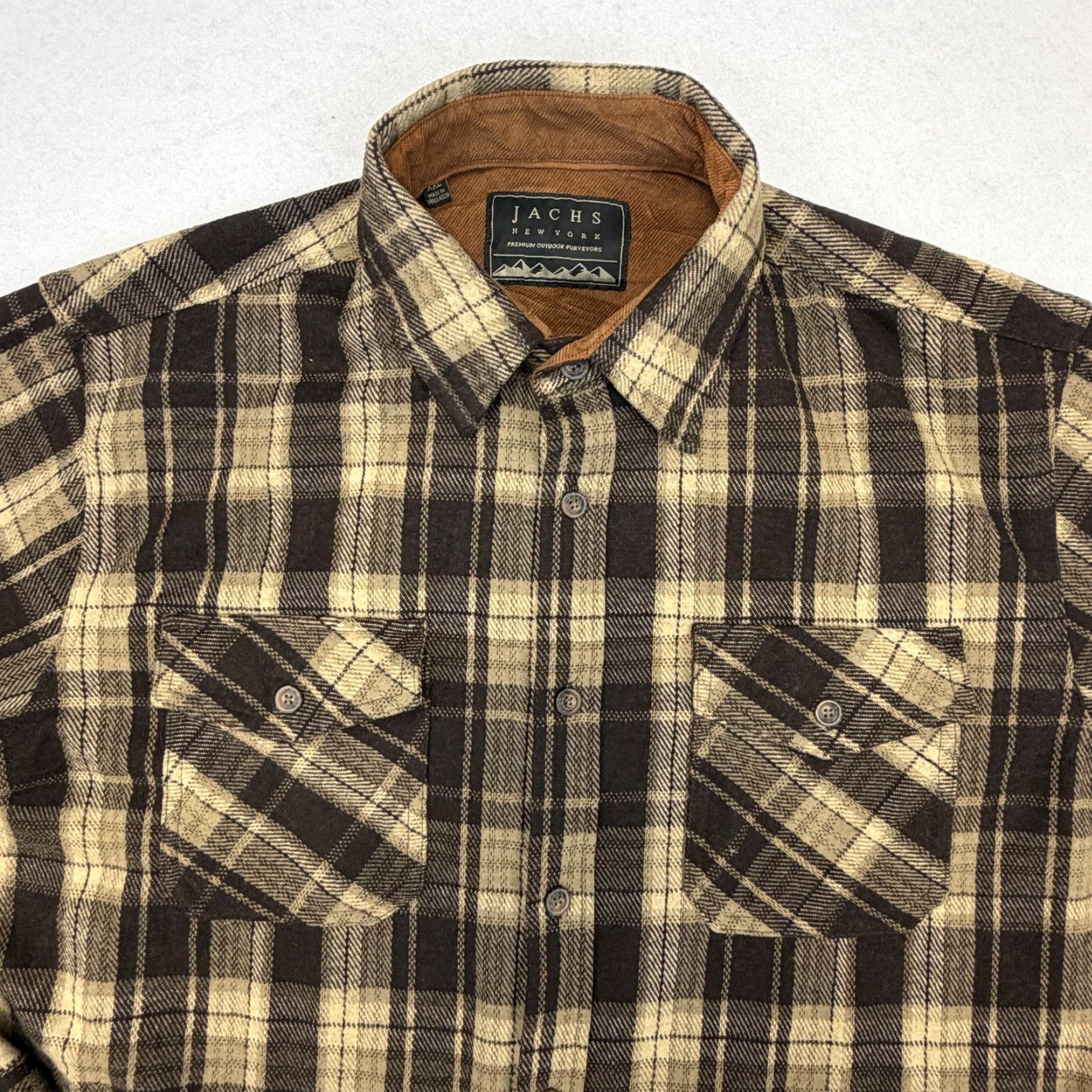 Vintage JACHS New York Shirt Mens 2XL Brown Plaid Flannel Button-Down Long Sleeve Casual Size US XXL / EU 58 / 5 - 3 Thumbnail