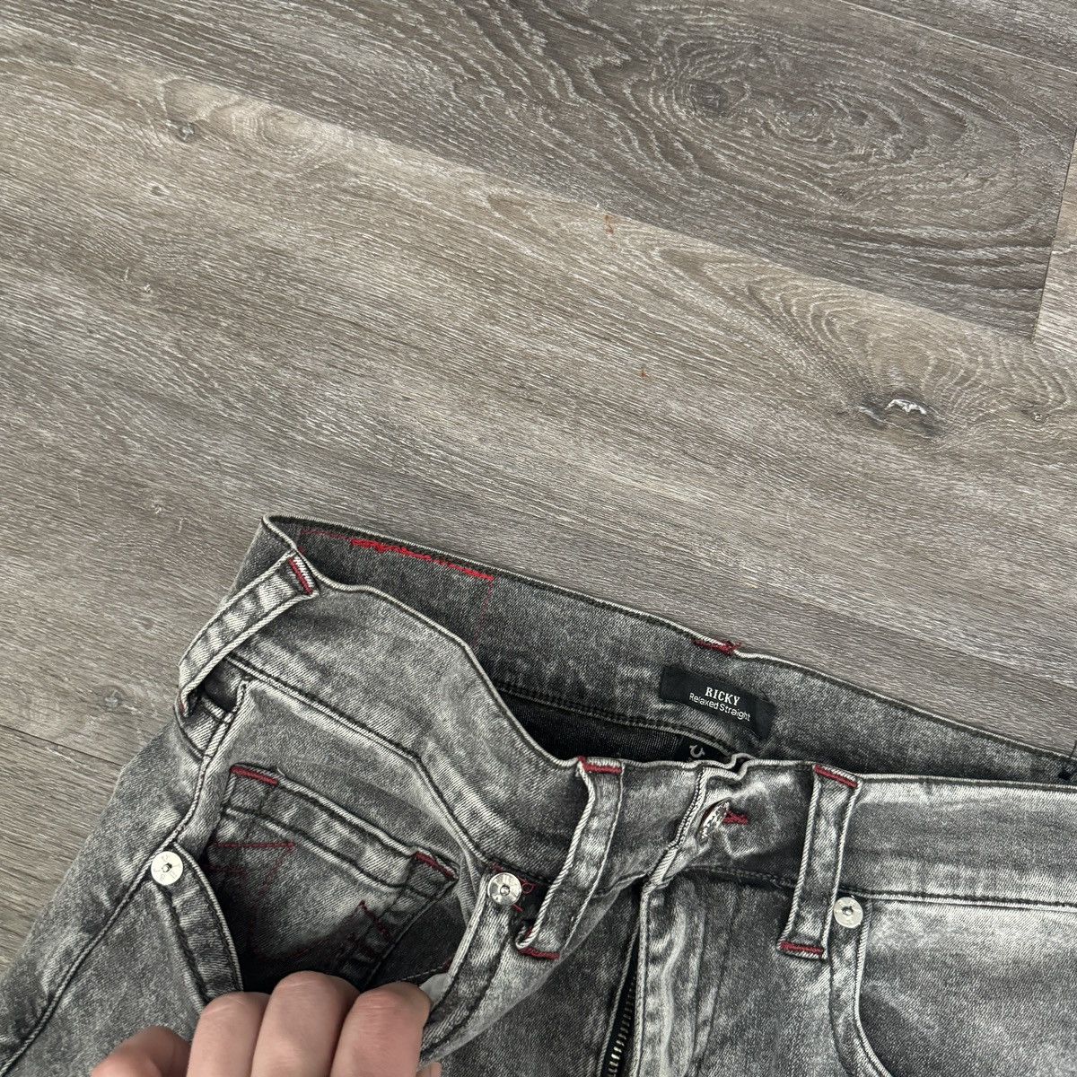 JNCO × True Religion × Vintage Vintage Y2K true religion ash grey wide leg embroidered jean Size US 33 - 6 Thumbnail