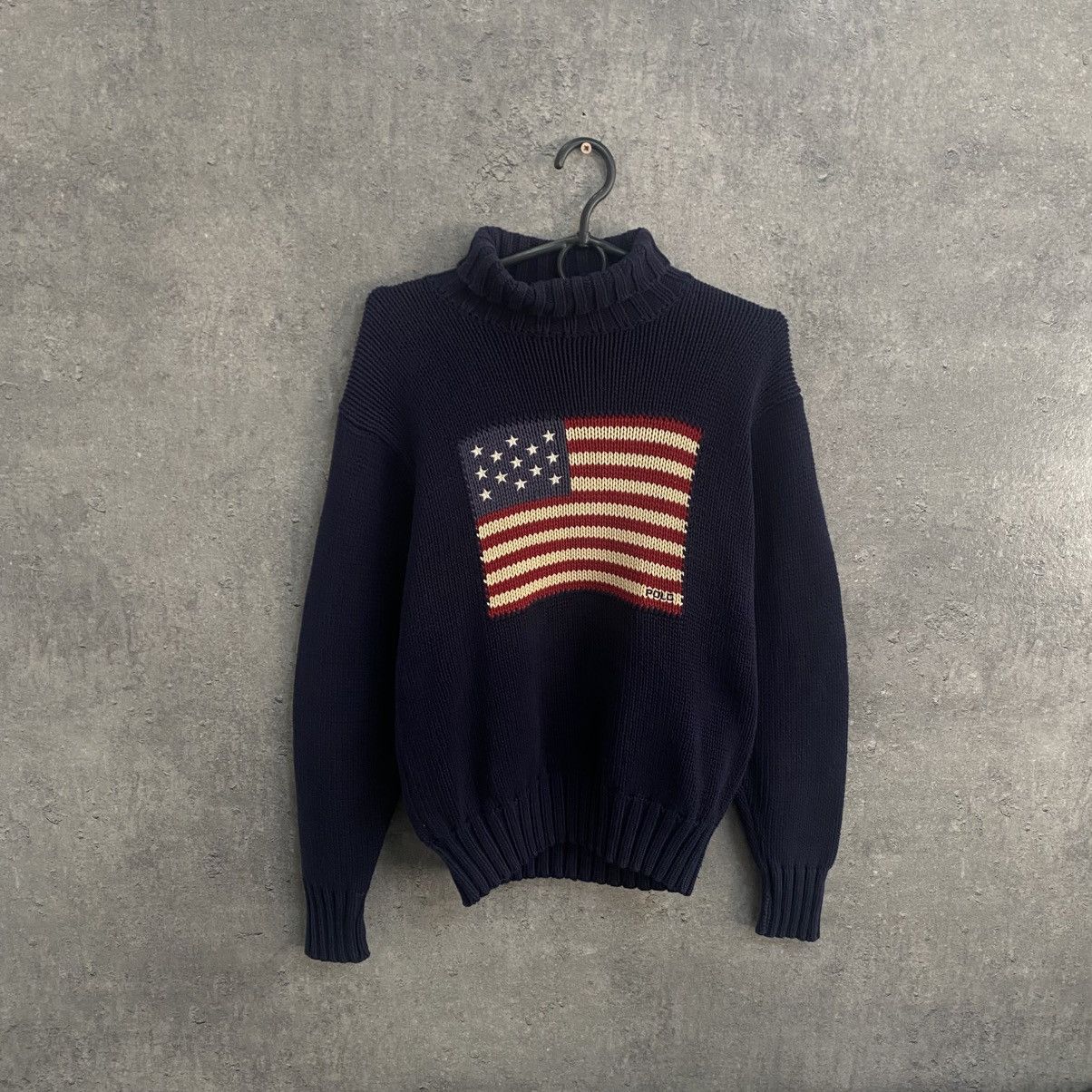 Polo Ralph Lauren Vintage Polo Ralph Lauren Turtleneck USA Flag Sweater Knited Size US S / EU 44-46 / 1 - 1 Thumbnail