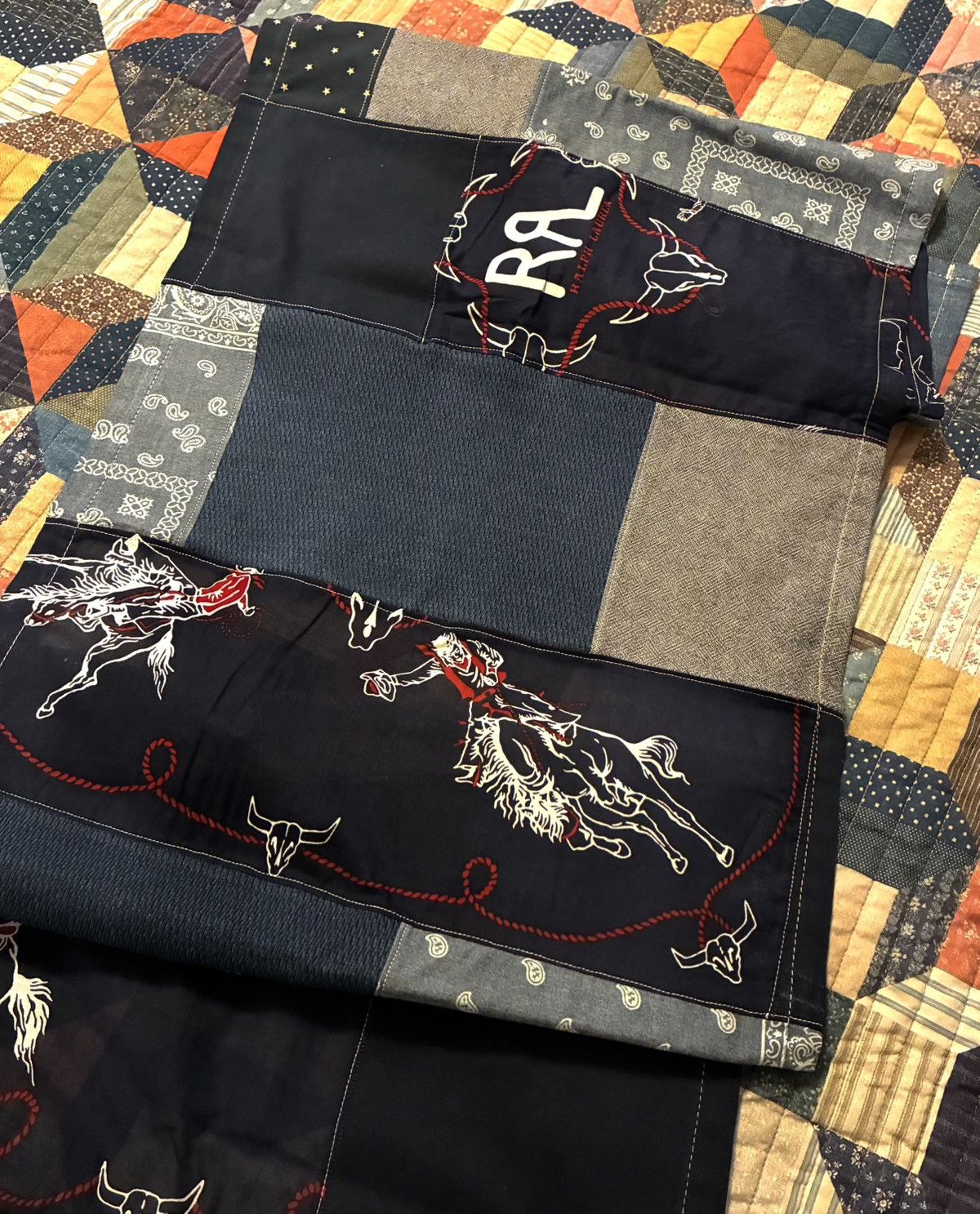 RRL Ralph Lauren CUSTOM RRL/ RL PATCHWORK SCARF (100% UPCYCLED RRL FABRICS) Size ONE SIZE - 8 Thumbnail