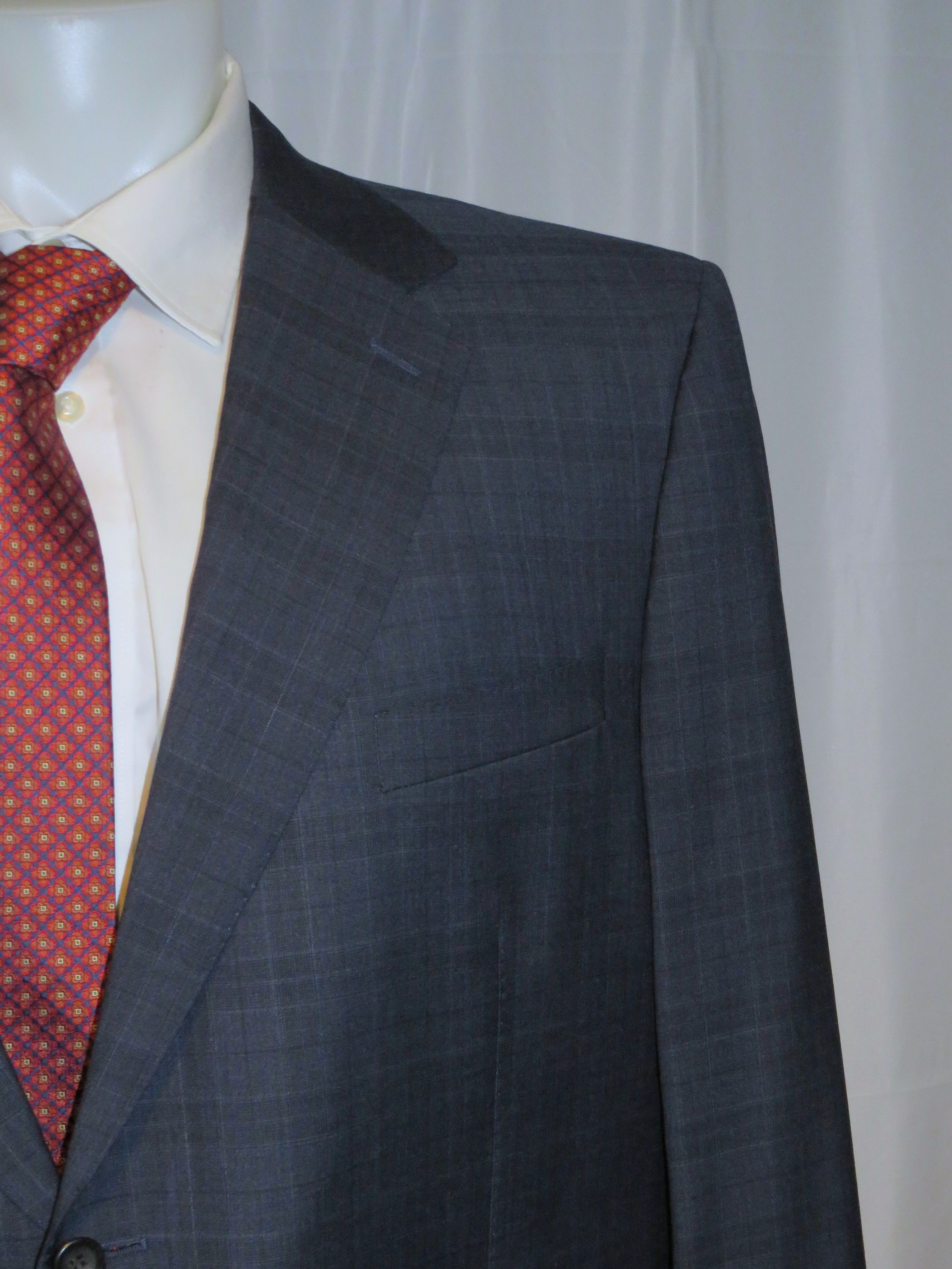 Canali Super 150 Brown Label Blue Plaid Two Button Sui Size 50L - 5 Thumbnail