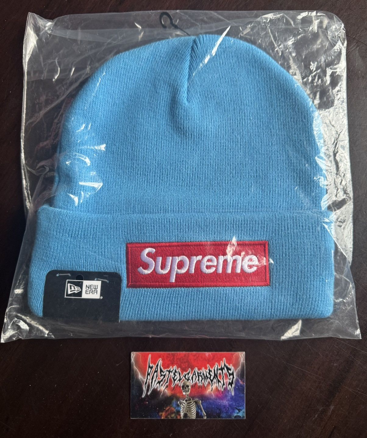 New Era × Supreme Supreme Box Logo Beanie Cyan | Grailed