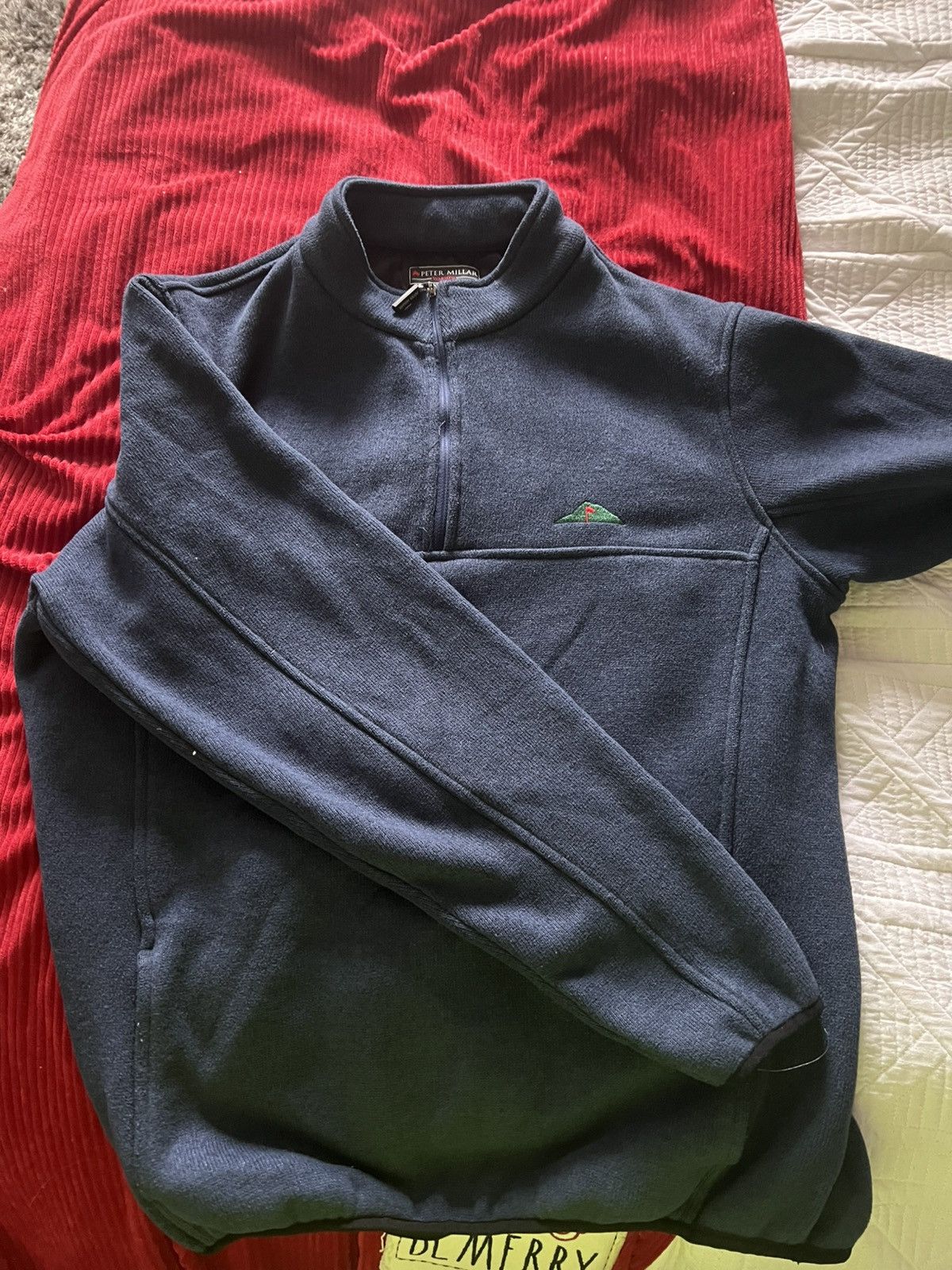 Peter Millar Peter Millar Navy Quarter Zip Fleece Pullover Size US L / EU 52-54 / 3 - 1 Thumbnail