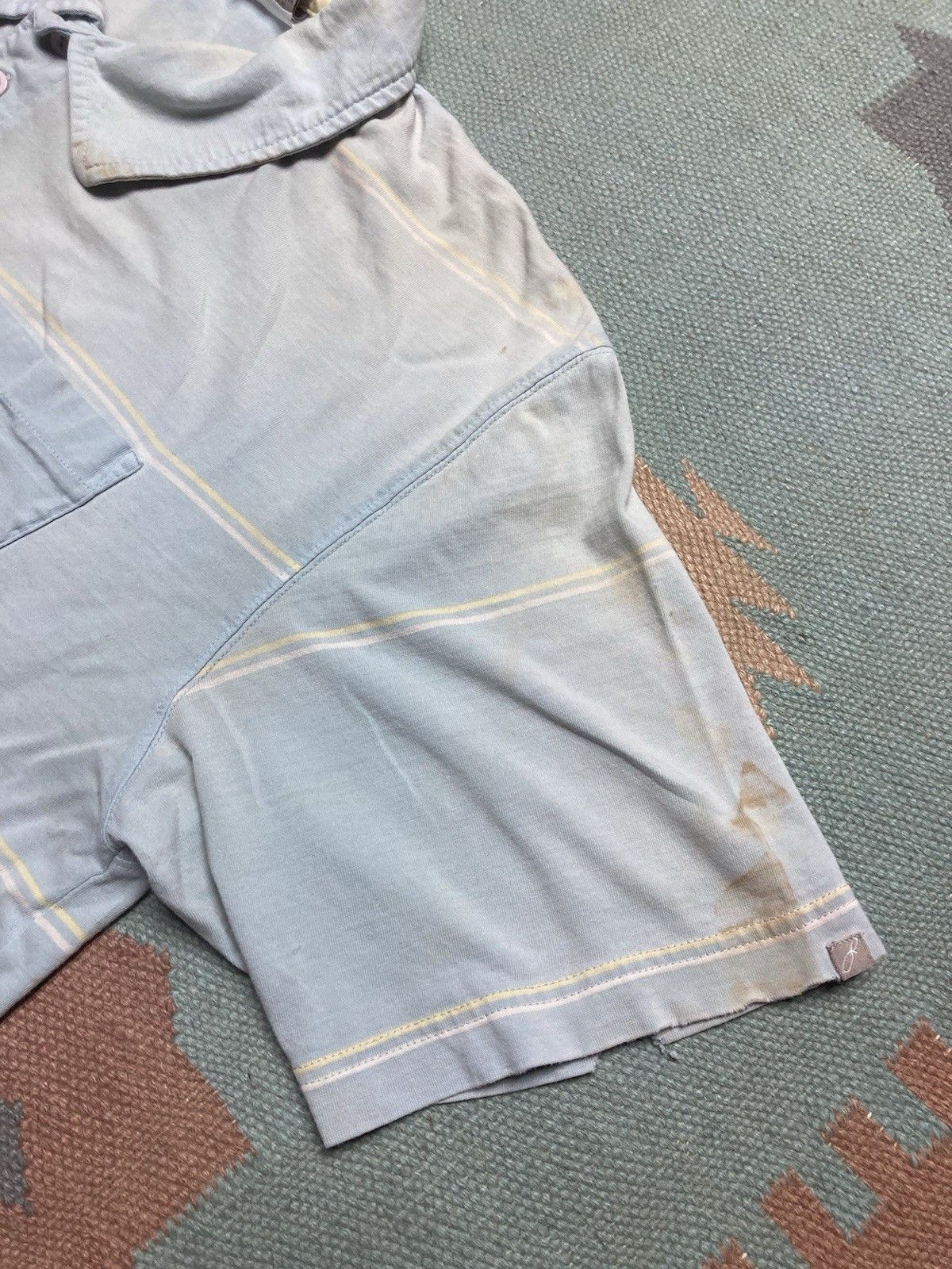 Vintage Vtg polo shirt OP Ocean Pacific striped distressed cotton XL Size US XL / EU 56 / 4 - 9 Thumbnail