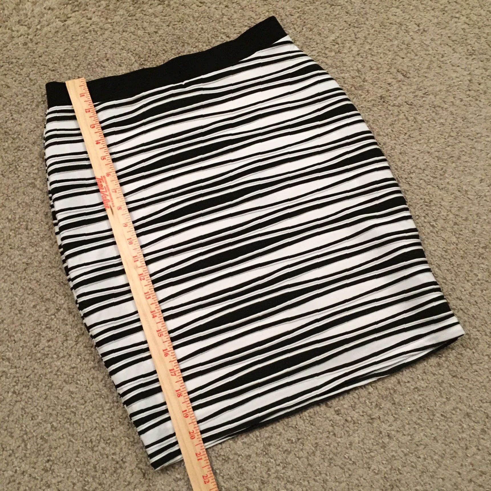 Vintage NY Collection Skirt Small White Black Striped Pull On Lined Pencil Size 28" / US 6 / IT 42 - 4 Thumbnail