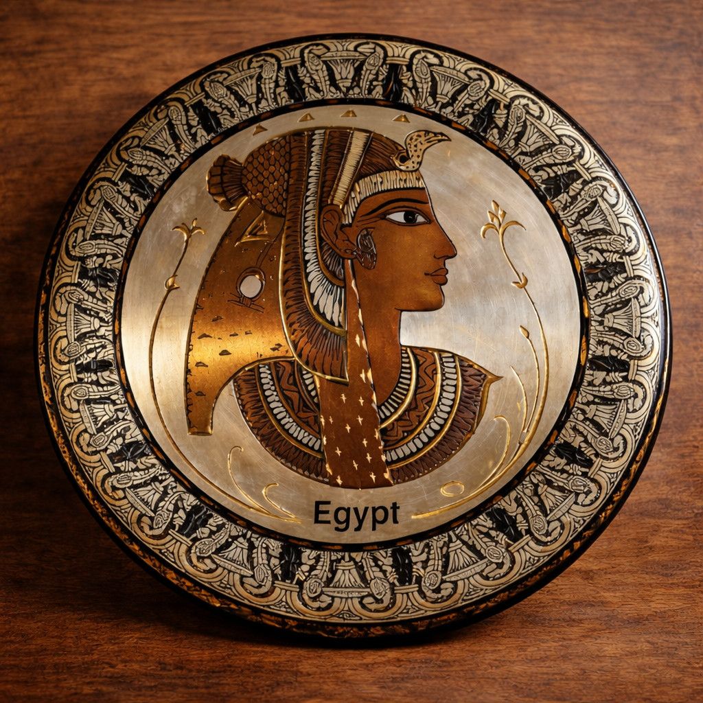 Other Egyptian Copper Wall Plate Handmade Pharaoh Cleopatra Design Size ONE SIZE - 1 Thumbnail