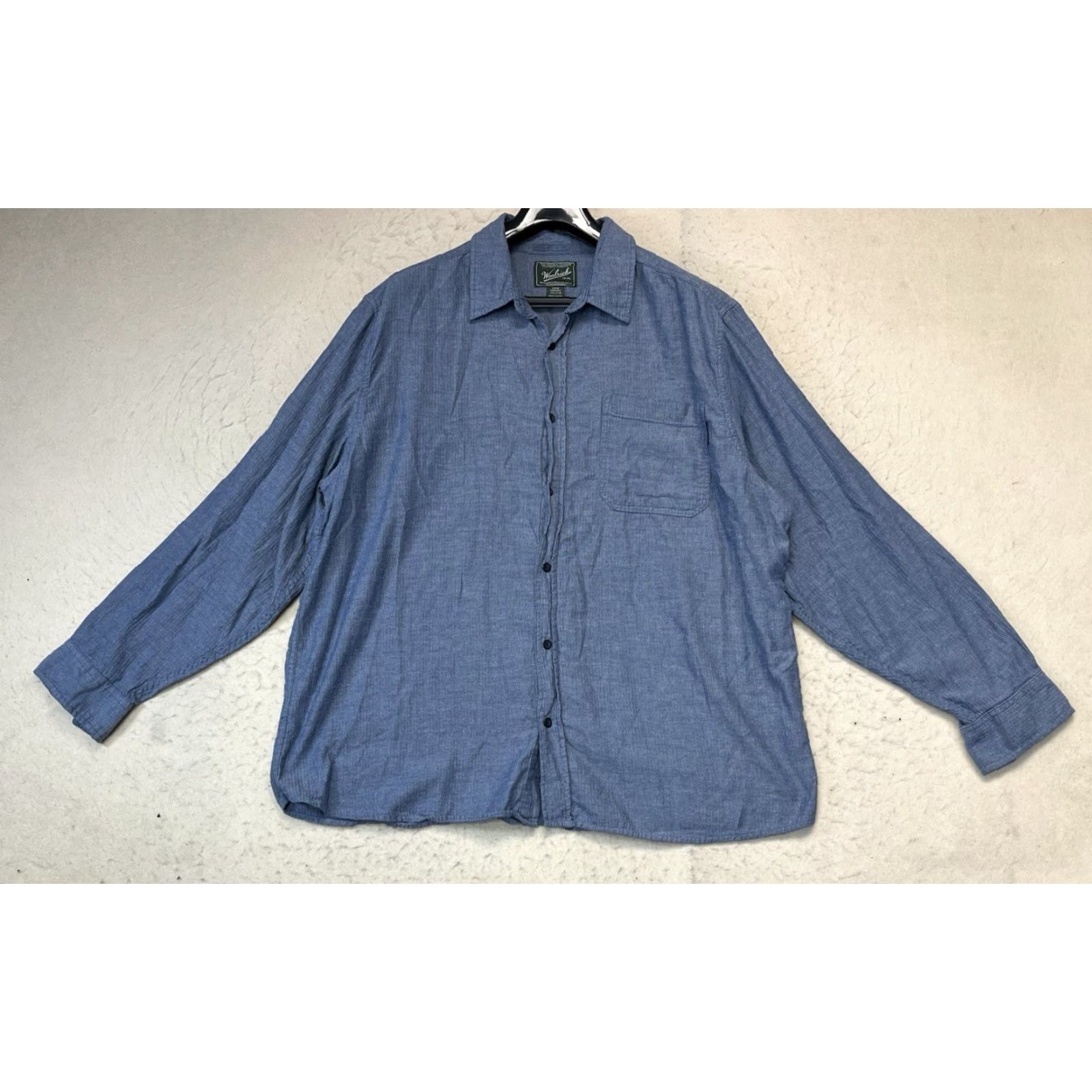 Vintage VINTAGE Woolrich Men's Blue 100% Organic Cotton Long Sleeve Button Up Shirt Sz 2XL Size US XXL / EU 58 / 5 - 2 Thumbnail