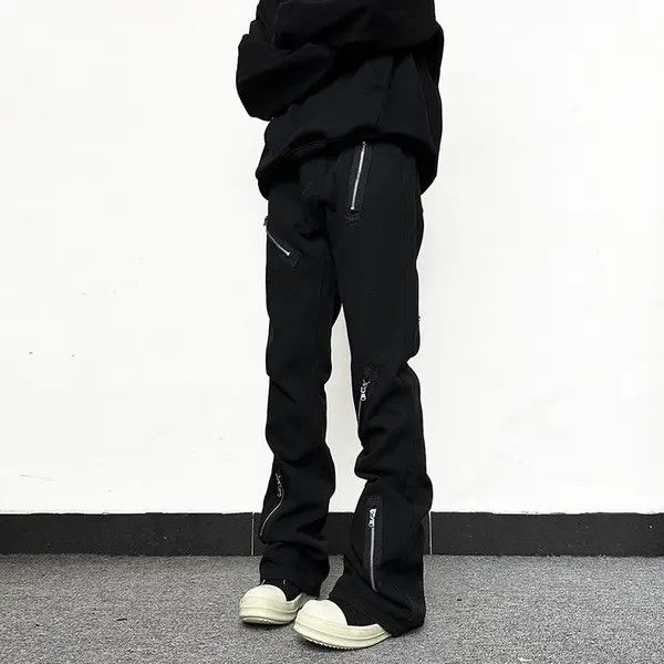 Jean Black Zipper Flare Pants Size US 30 / EU 46 - 6 Thumbnail