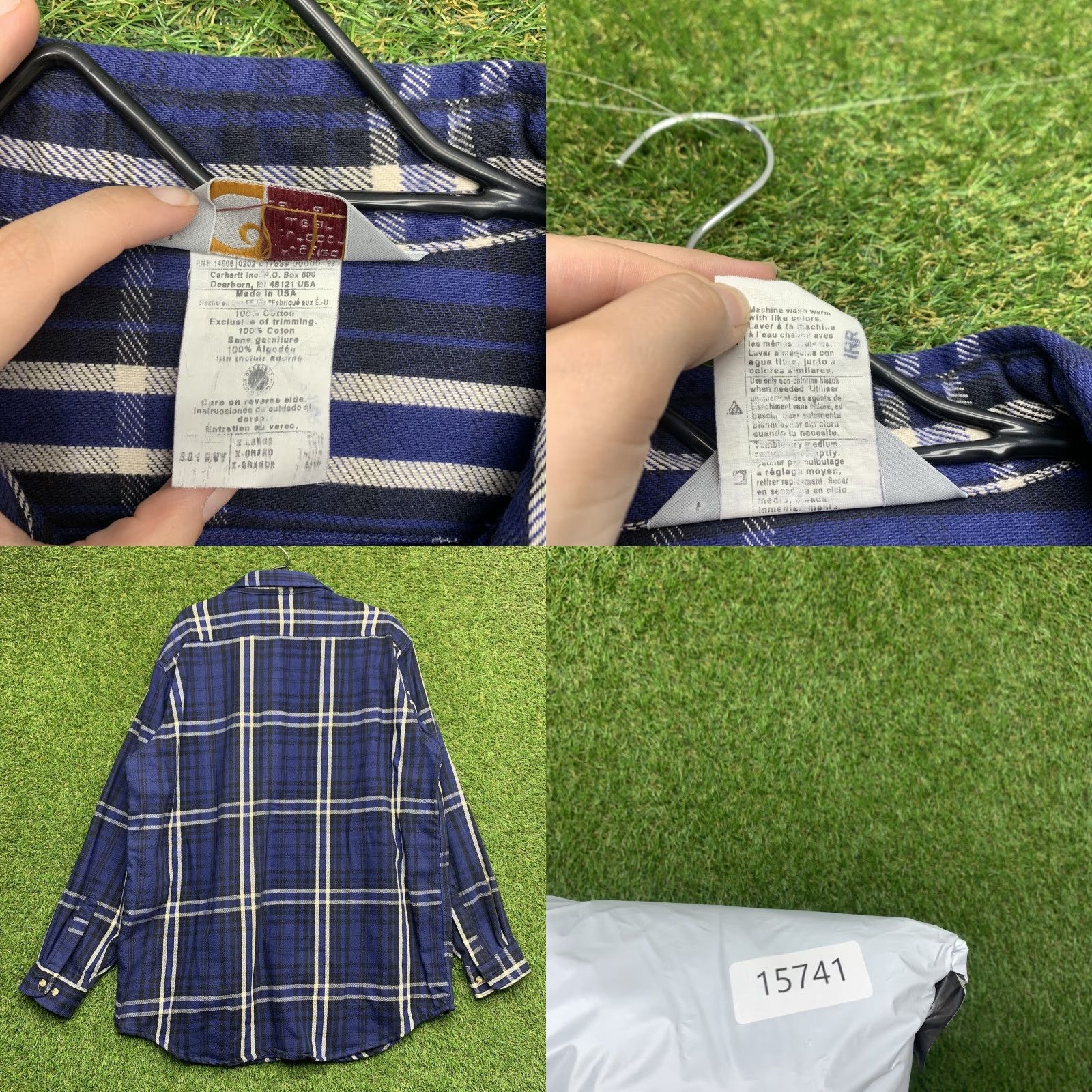 Carhartt VINTAGE Carhartt Shirt Mens XL Blue Plaid Flannel Western Outdoor Casual Cotton Long Sleeve Men Size US XL / EU 56 / 4 - 8 Thumbnail