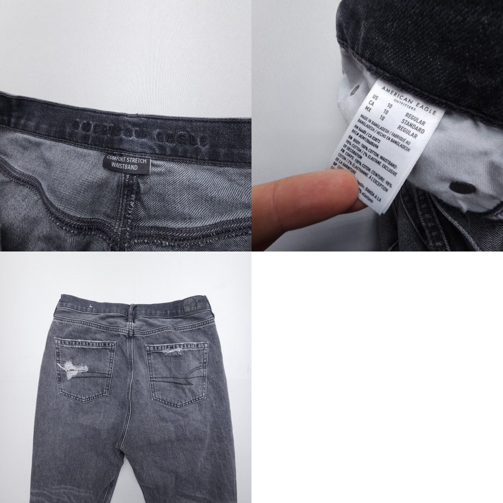 American Eagle Outfitters American Eagle Highest Rise Jeans '90s Boyfriend Size 10 Gray Distressed Cotton Size 32" / US 10 / IT 46 - 8 Thumbnail