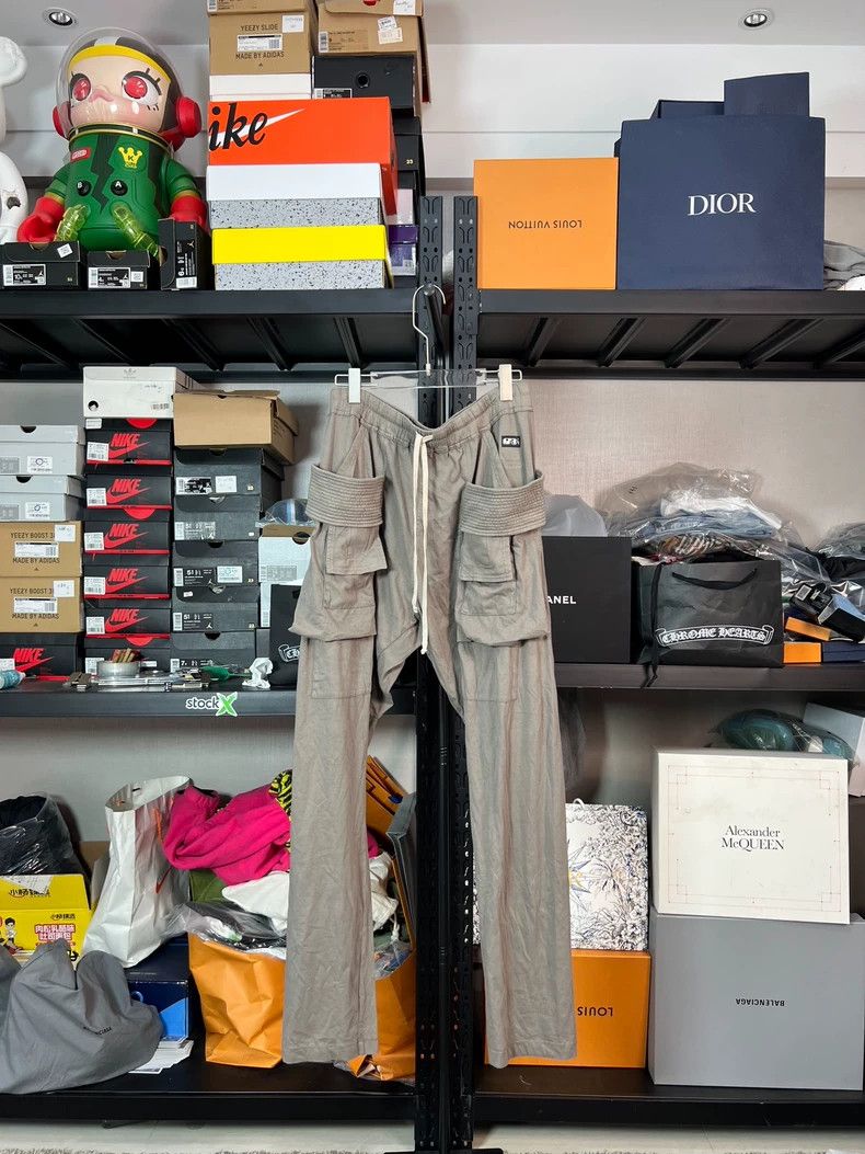 Rick owens size m Grey double-loop multi-pocket slacks pan