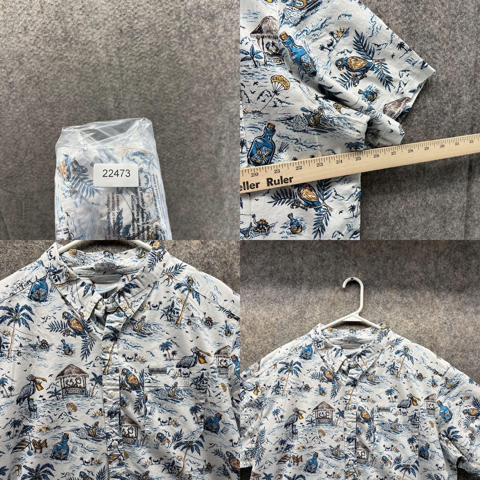 Vintage VINTAGE Columbia Shirt Men XL White Button Down Short Sleeve All over Print Birds vtg Size US XL / EU 56 / 4 - 8 Thumbnail