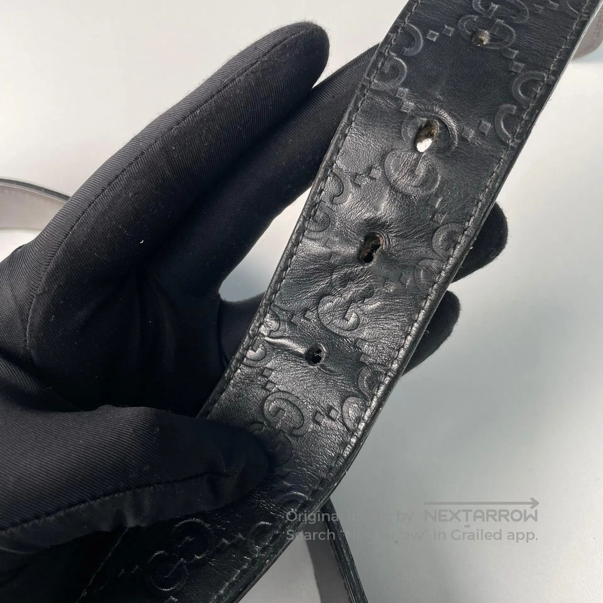 Gucci Guicci size 90 Black Leather Belt with Silver Buckle| Size ONE SIZE - 8 Thumbnail