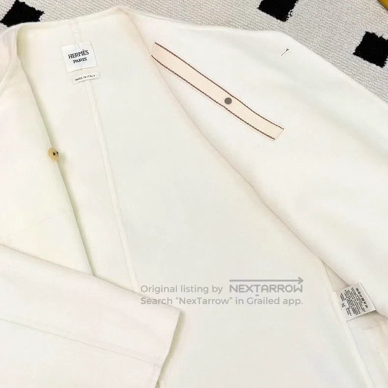 Hermes Hermes White Cashmere Coat Size XXS / US 00 / IT 34 - 7 Thumbnail