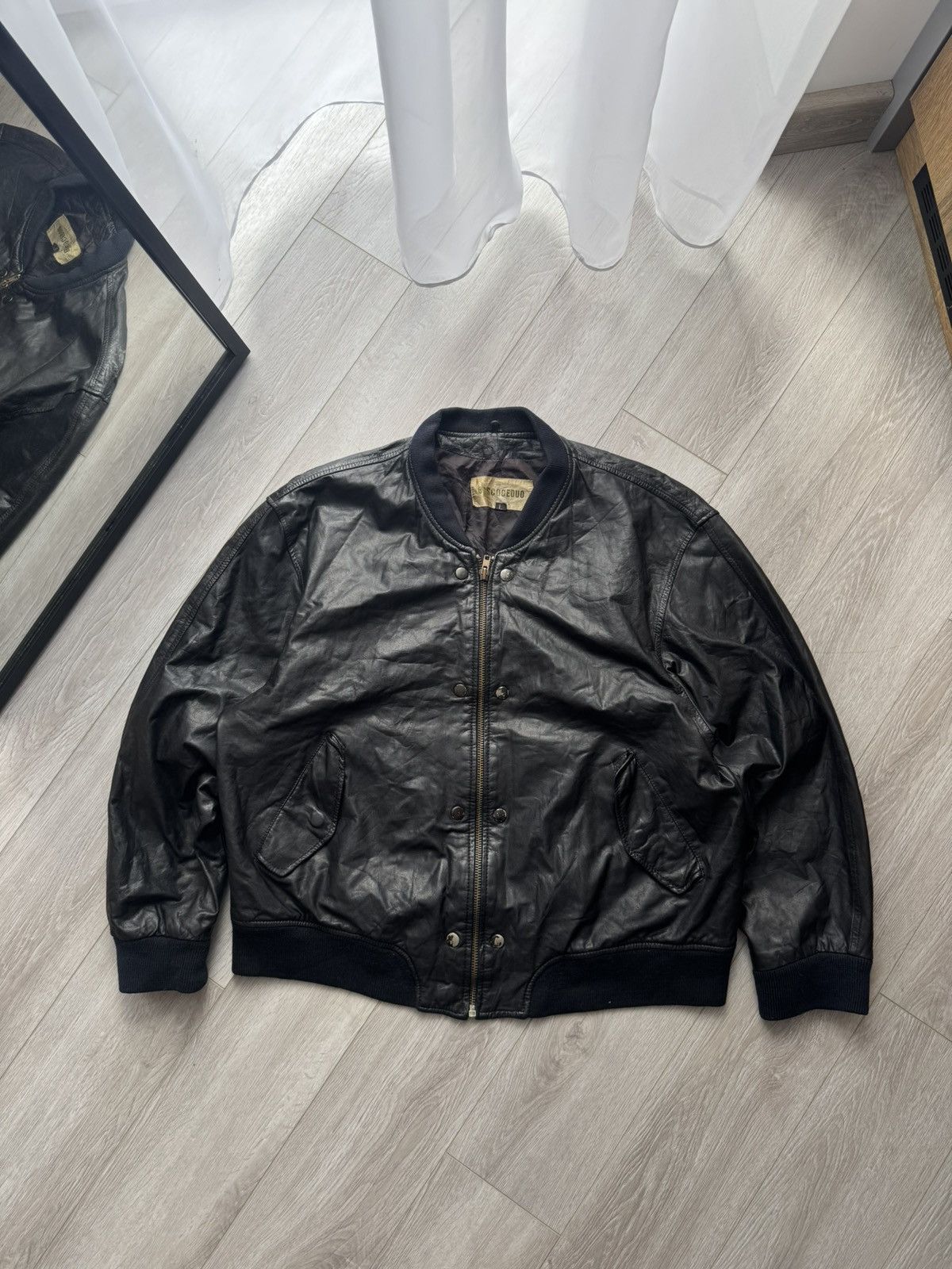 Rare Vintage Leather Bomber Jacket – Military Unknown Label