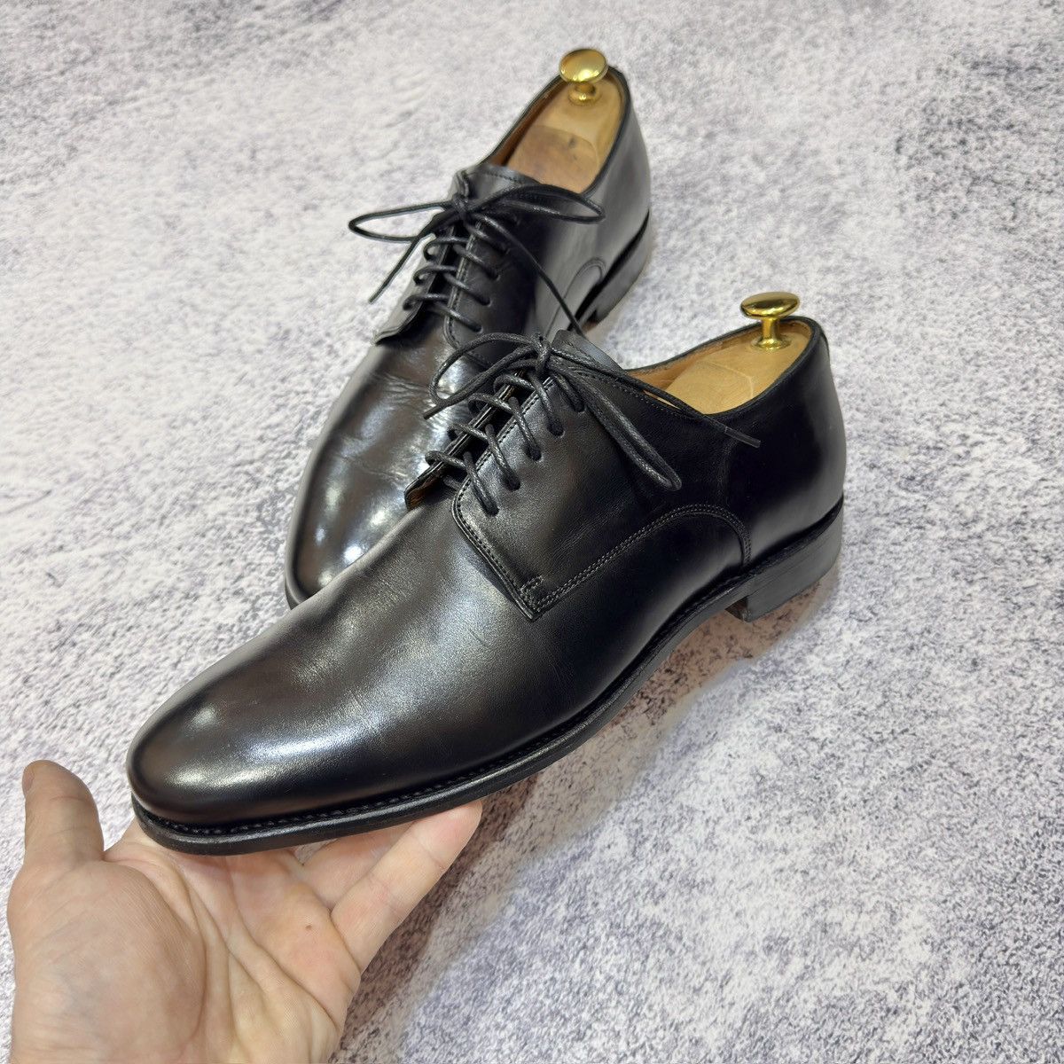 Handmade Prime Shoes Black Welted Leather Derbies US8.5 UK7.5 EU41.5 Size US 8.5 / EU 41-42 - 7 Thumbnail