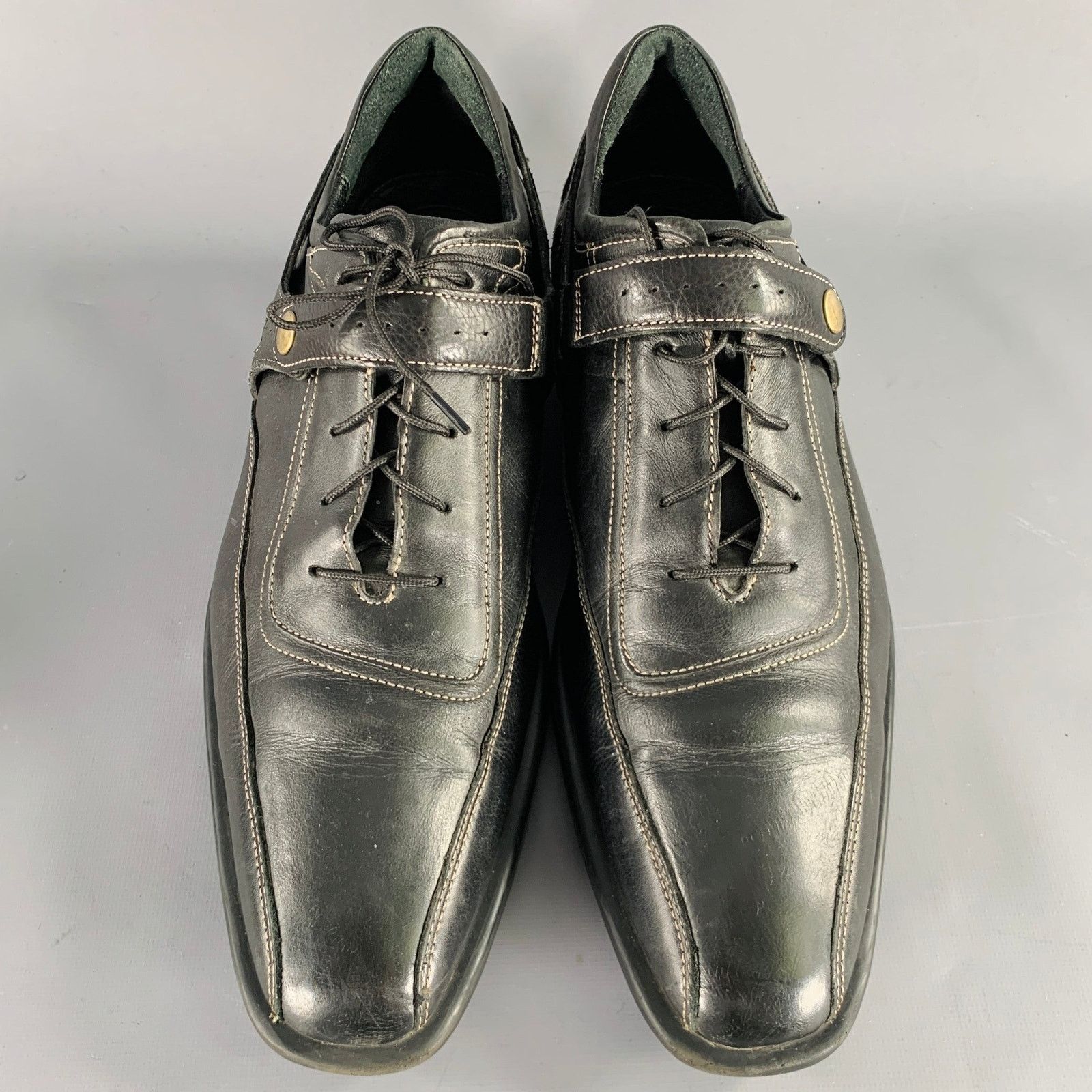 Cole Haan COLE HAAN 9.5 Black Contrast Stitch Leather Lace-Up Shoes Size US 9.5 / EU 42-43 - 4 Thumbnail
