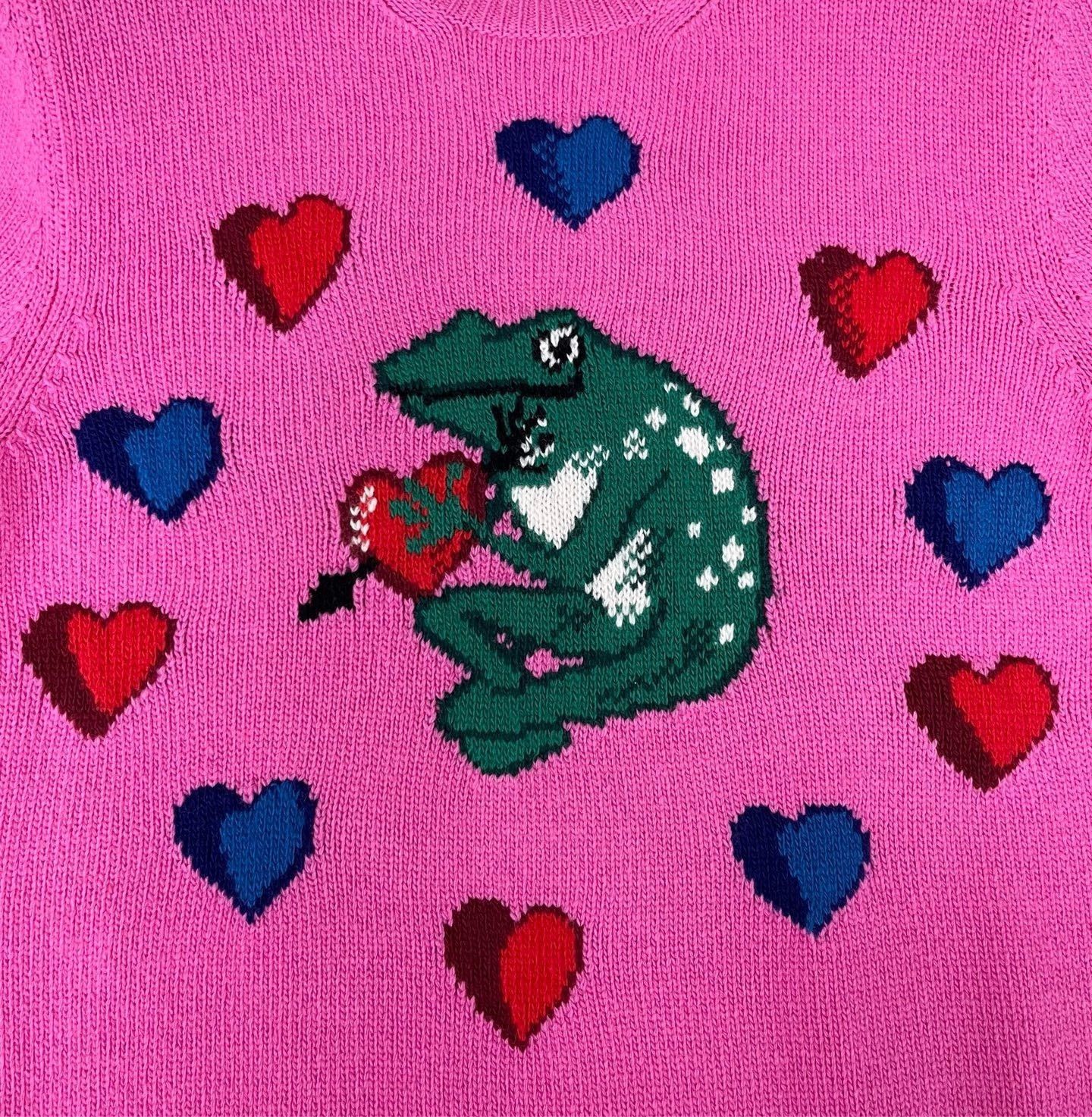 Gucci Gucci Pink Heart Frog 25 Intarsia Knit Sweater Size US M / EU 48-50 / 2 - 4 Thumbnail