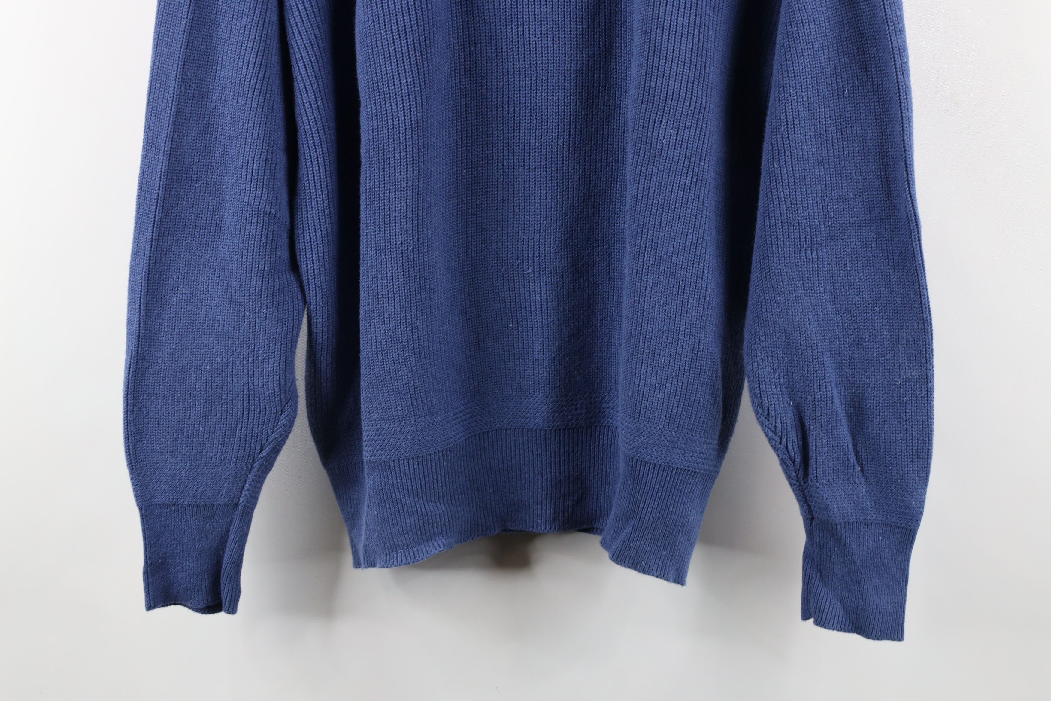 Eddie Bauer × Vintage Vintage 90s Eddie Bauer Ribbed Knit Henley Sweater Blue Size US M / EU 48-50 / 2 - 3 Thumbnail