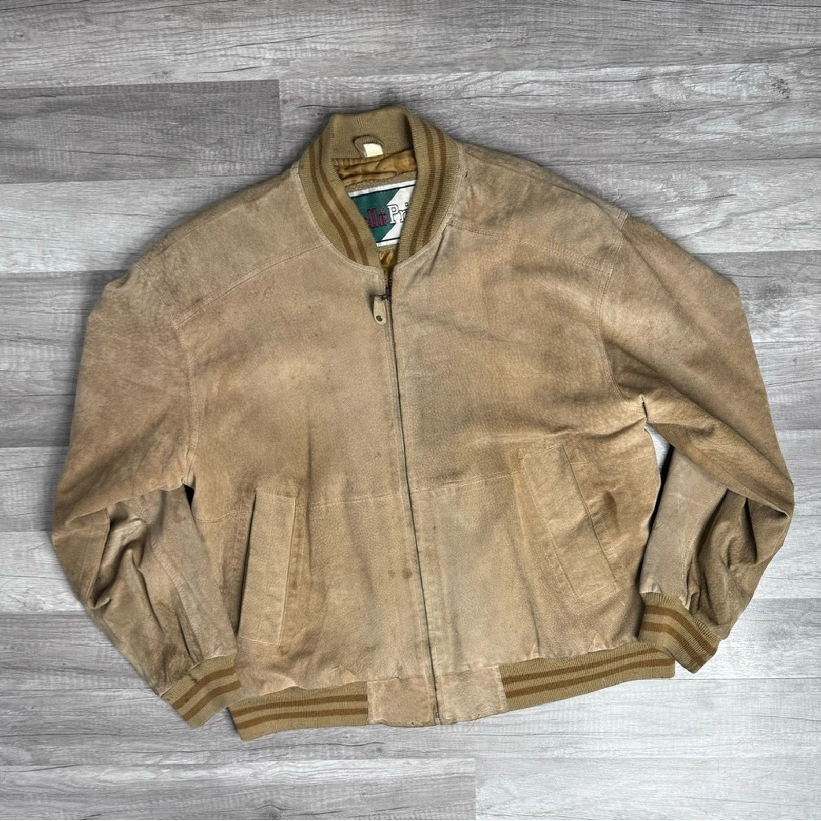 Vintage Vintage 90s Distressed Suede Bomber Jacket Grunge Size US L / EU 52-54 / 3 - 3 Thumbnail