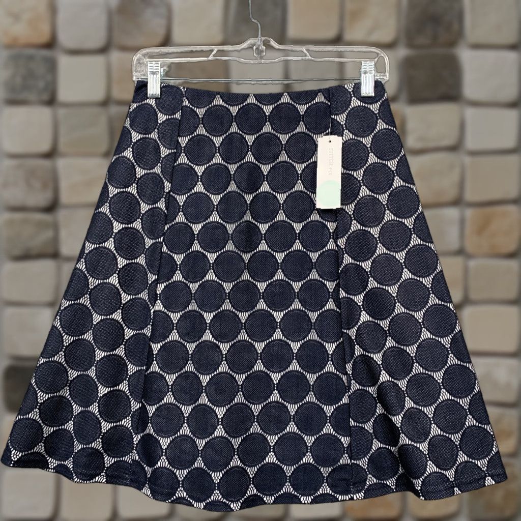 Vintage Renee C Women’s Skirt Pull-On Maybell Lace Detail Size XS Navy White NWT Size 26" / US 2 / IT 38 - 1 Thumbnail