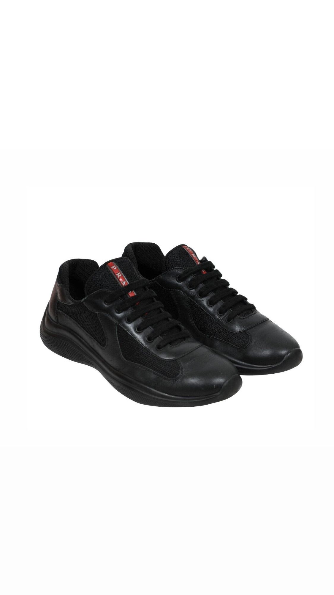 Prada Americas Cup Black Red Leather Sneakers - 01975 | Grailed