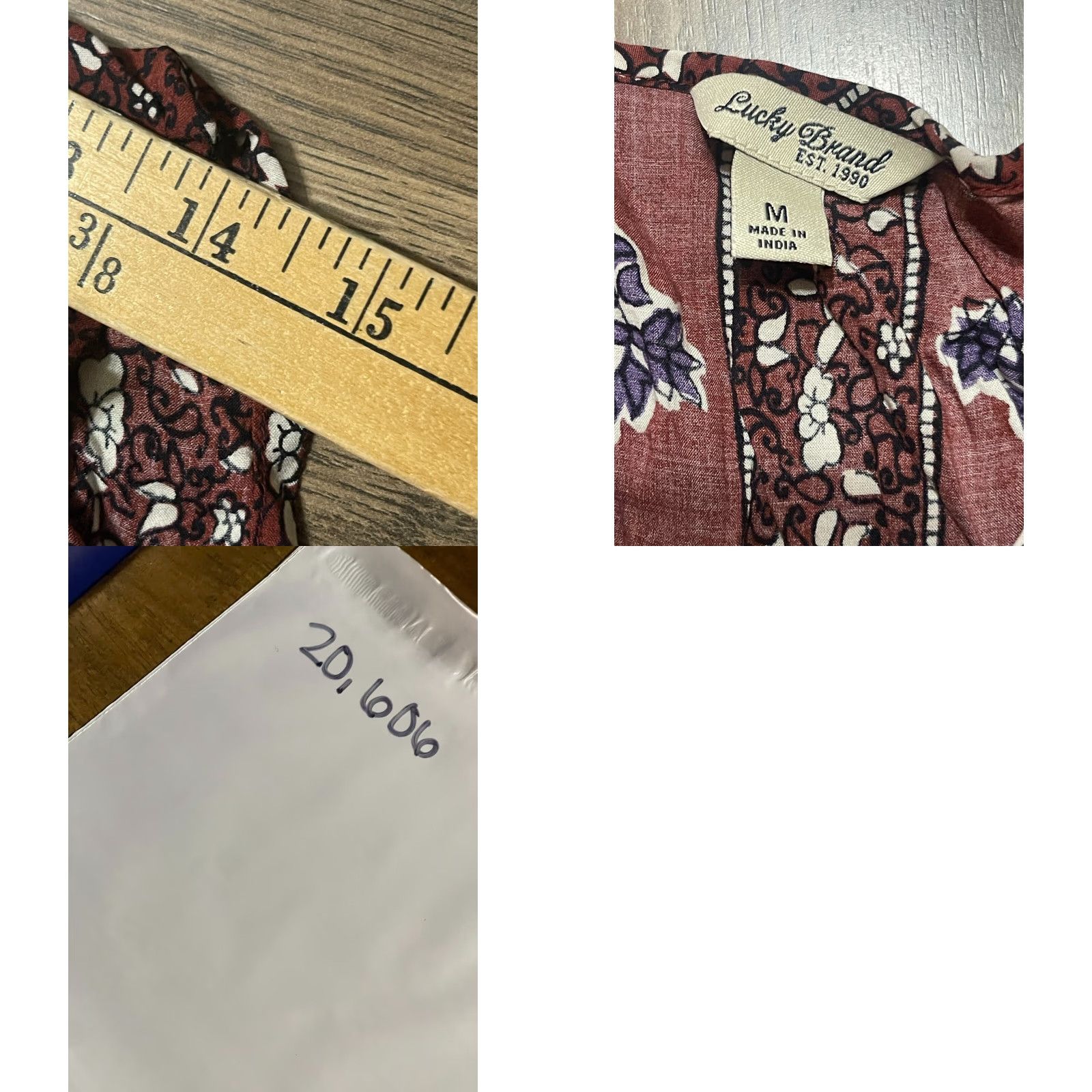 Lucky Brand Lucky Brand Shirt Womens Size M V-Neck Floral Long Sleeve White Brown Blue Casual 90s Modern Basic Regular Fit Free Return Size M / US 6-8 / IT 42-44 - 8 Thumbnail