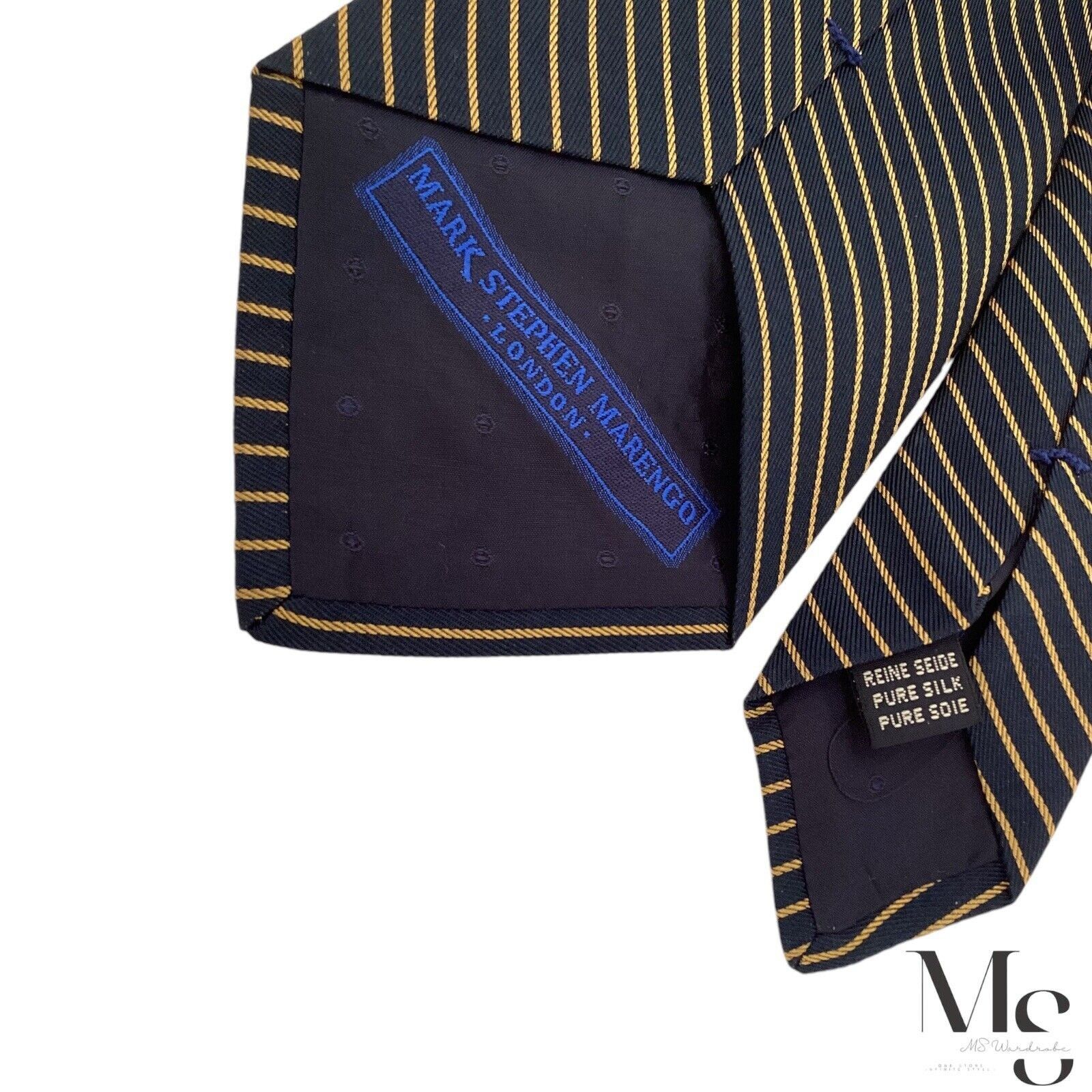 Other MARK STEFEN MARENGO Navy With Light Brown Stripe Silk Tie H. Size ONE SIZE - 5 Thumbnail
