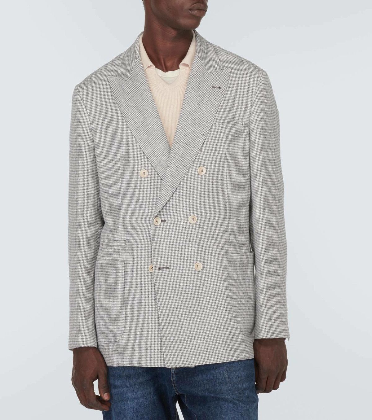Brunello Cucinelli o1y0526 Double-breasted Blazer in Black/White Size US S / EU 44-46 / 1 - 2 Thumbnail