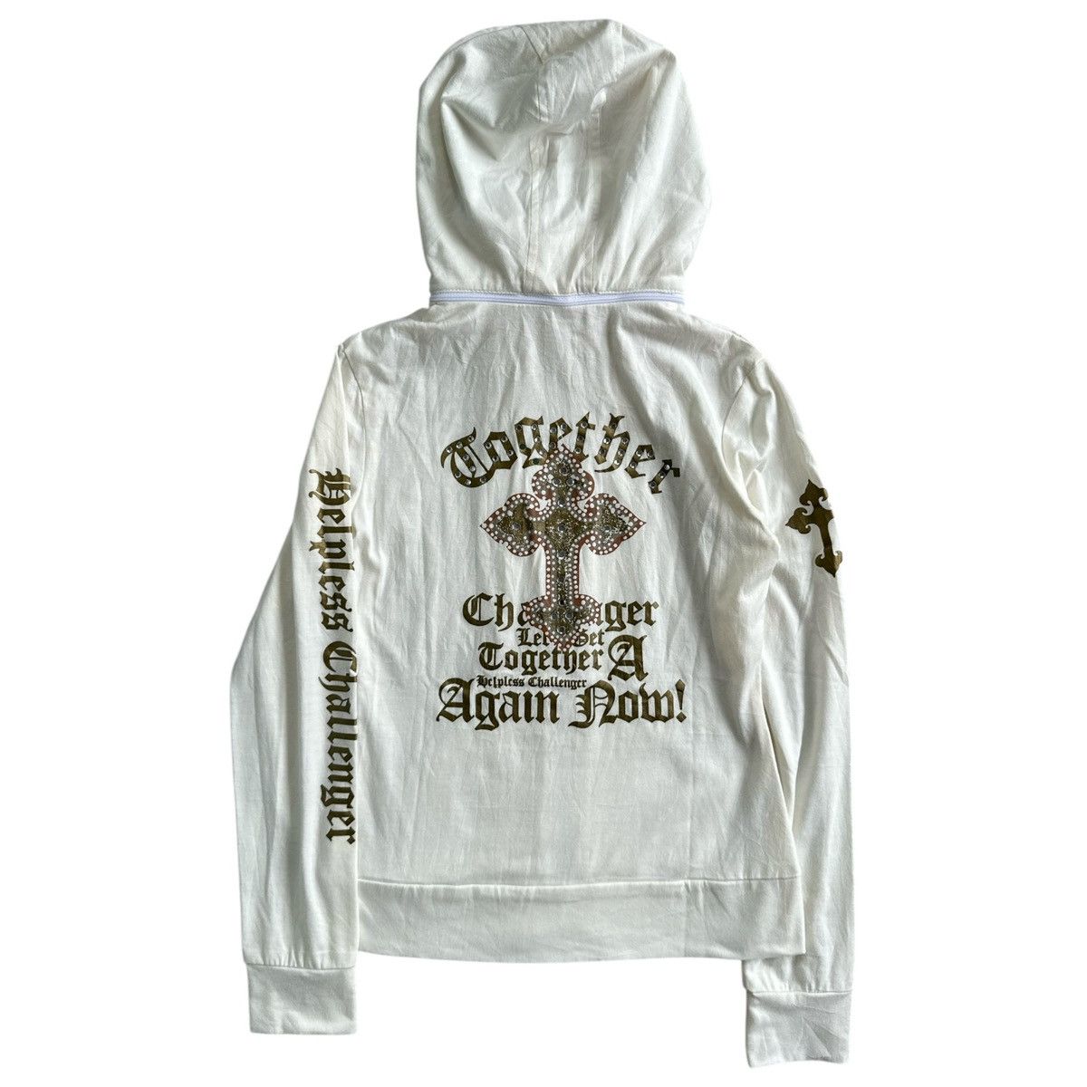 20471120 2000s STUDDED GLITTER CROSS POEM ZIP HOODIE Size XS / US 0-2 / IT 36-38 - 2 Thumbnail