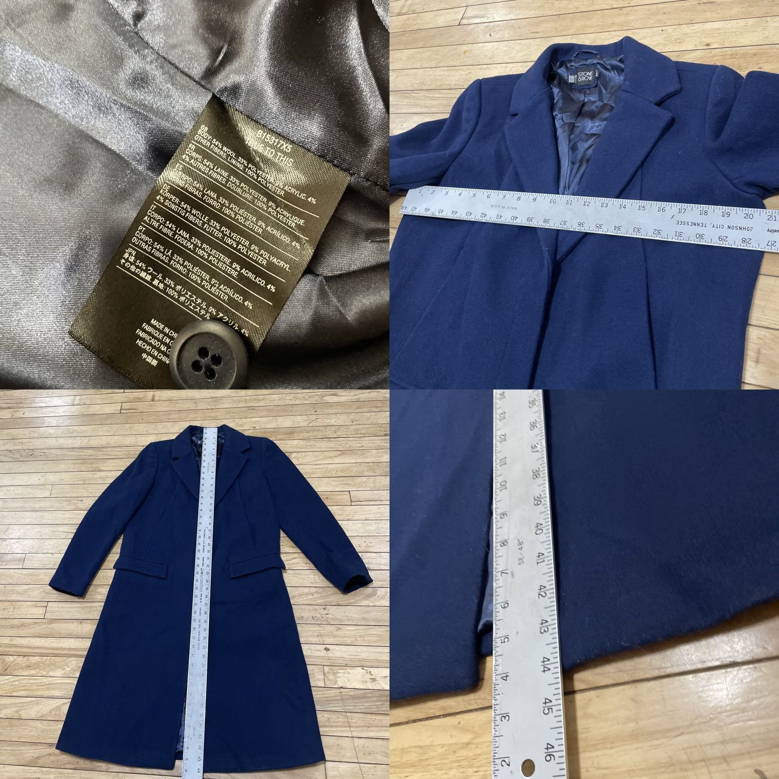 Vintage Stone Row Wool Trench Coat Women L Blue Long Overcoat Heavyweight Duster City Bohemian 90s Mens? Size L / US 10 / IT 46 - 8 Thumbnail