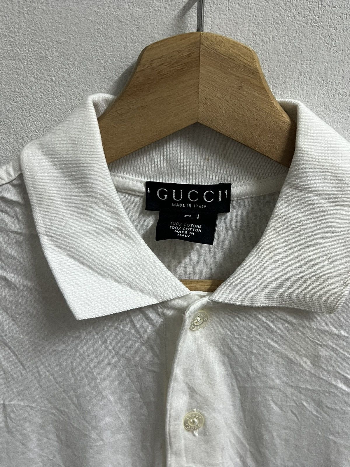 Gucci × Vintage Gucci white Short Sleeve T-Shirts button up Size US M / EU 48-50 / 2 - 2 Thumbnail