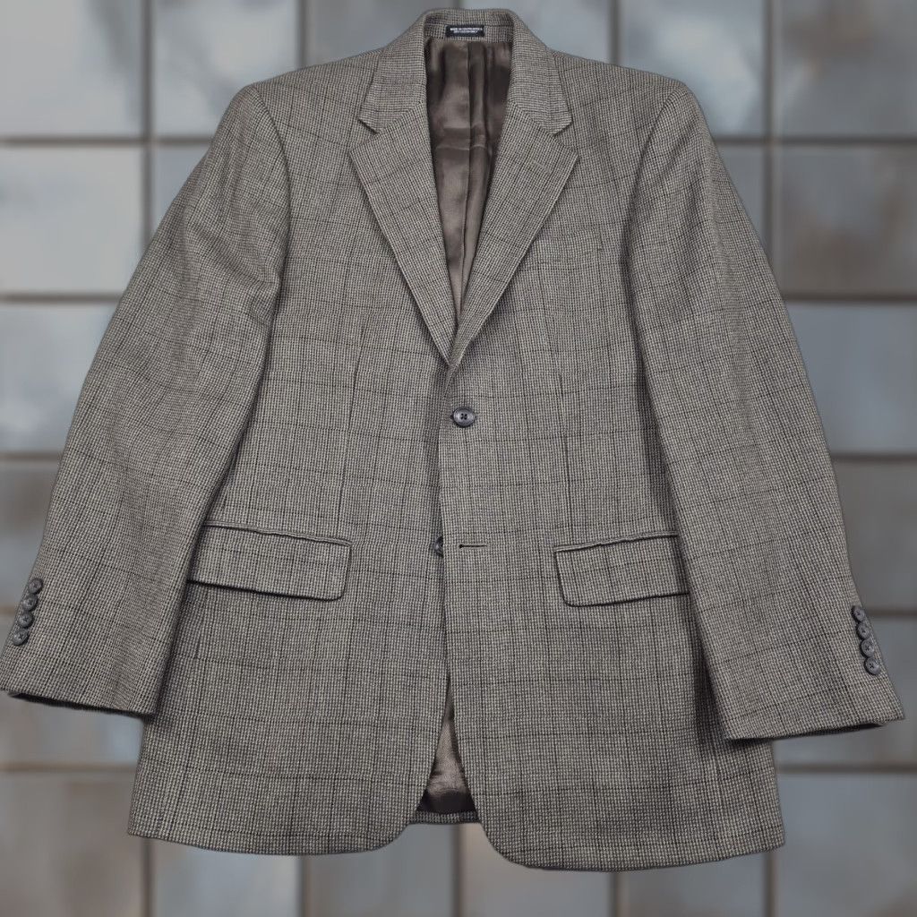 Oscar De La Renta Oscar de la Renta Blazer Mens 38R Wool Cashmere Check Tweed Sport Coat Size 38R - 1 Thumbnail