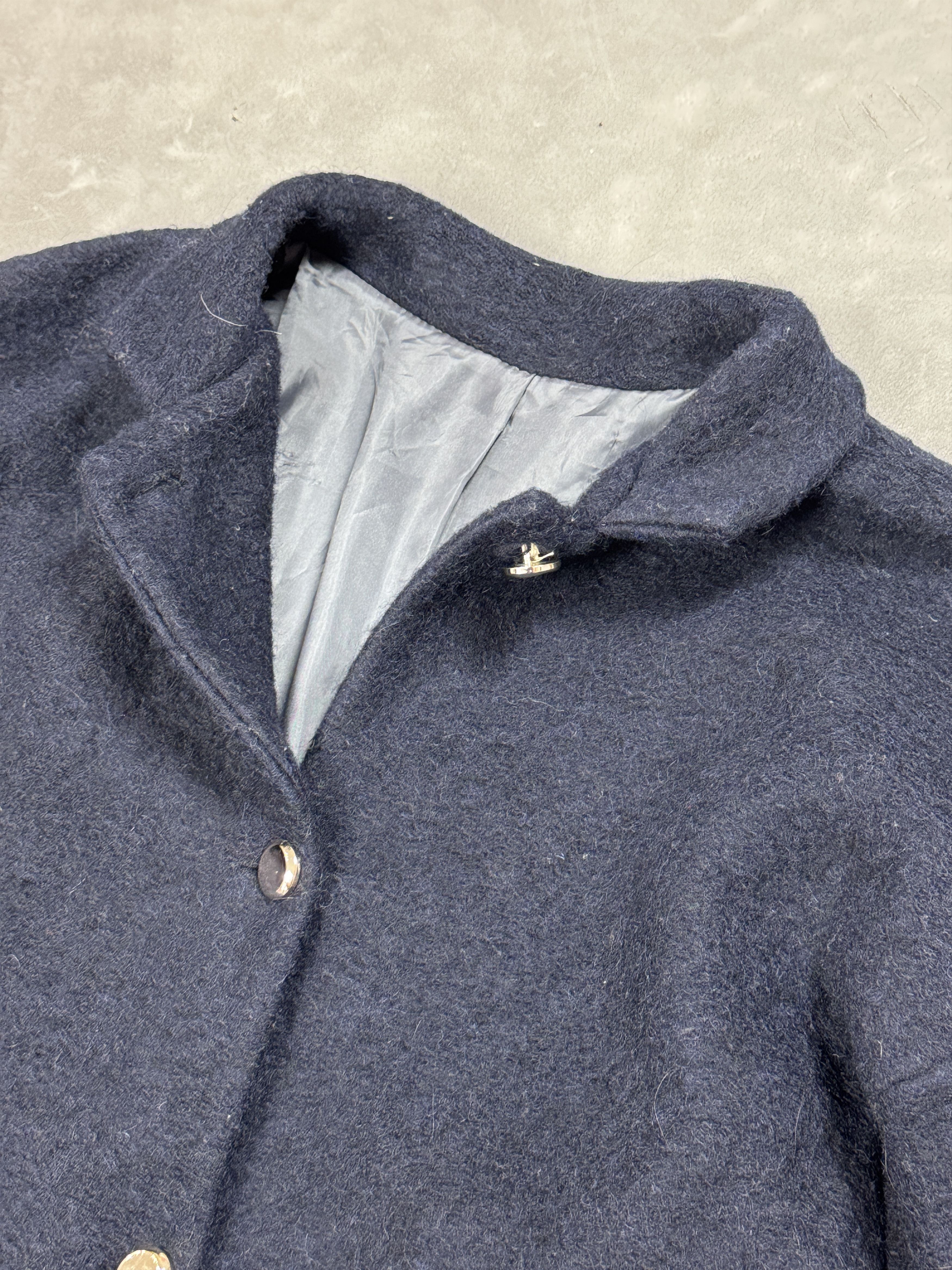 Vintage Vintage Women’s Navy Wool Coat 70% Lana 90s (S/M) Size S / US 4 / IT 40 - 6 Thumbnail